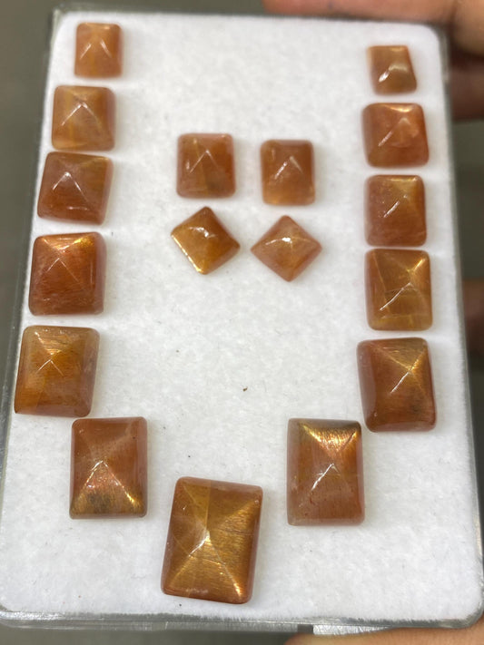 Beautiful natural African lattice sunstone sugar loaf cabochons necklacewt 61 cts pcs 17 size 7x6mm-13x10mm lattice sunstone  cabochons