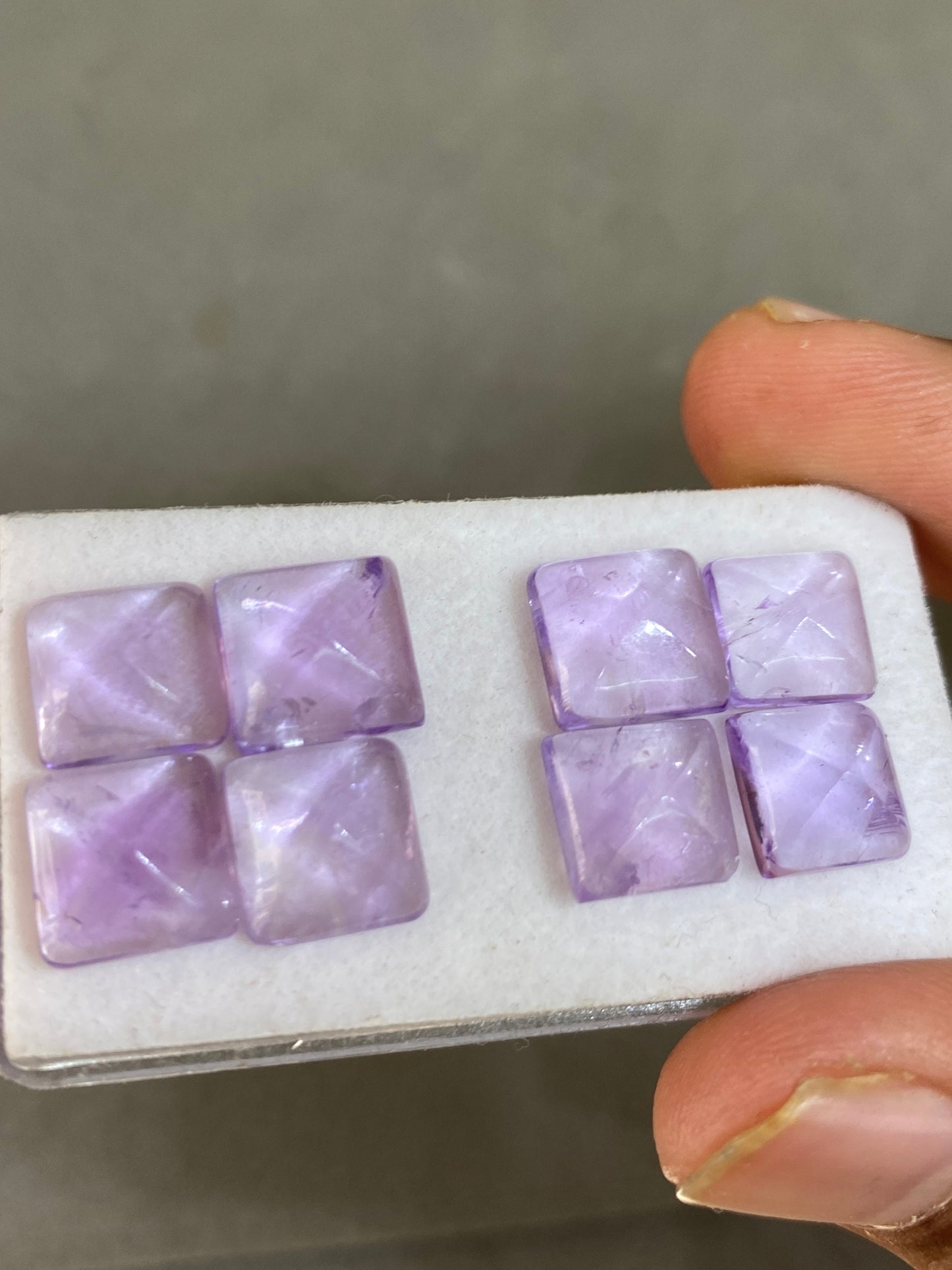 Stunning rare amethyst sugar loaf cabochons pair  weight 24 cts pcs 8 size 9.5x9.3mm-10mm amethyst  sugar loaf cabcohon pairs