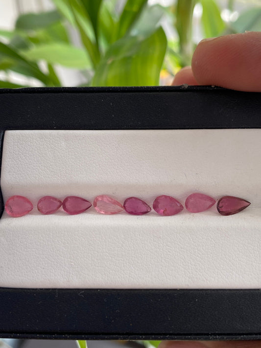 Stunning Rare pink Tourmaline pear cutstones pcs 8 wt 2.5 cts 6x4-7x4mm tourmaline cuts pears cutstones pink  tourmaline