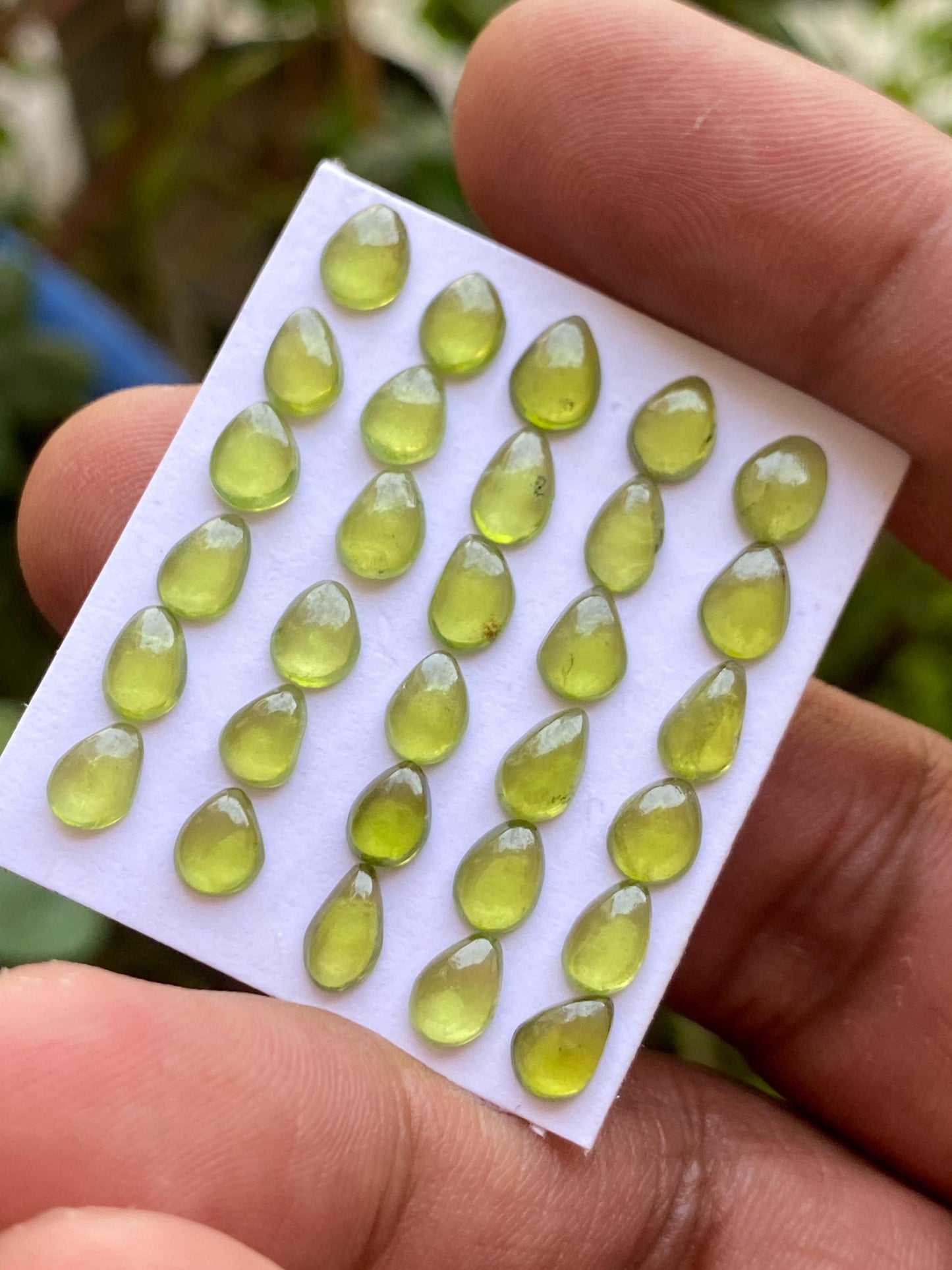 Gorgeous rare fine quality peridot cabochons pear shape wholesale lot weight 13.35 carats size 5.8x4.3mm-6.8x5mm pcs 30 peridot cabochons