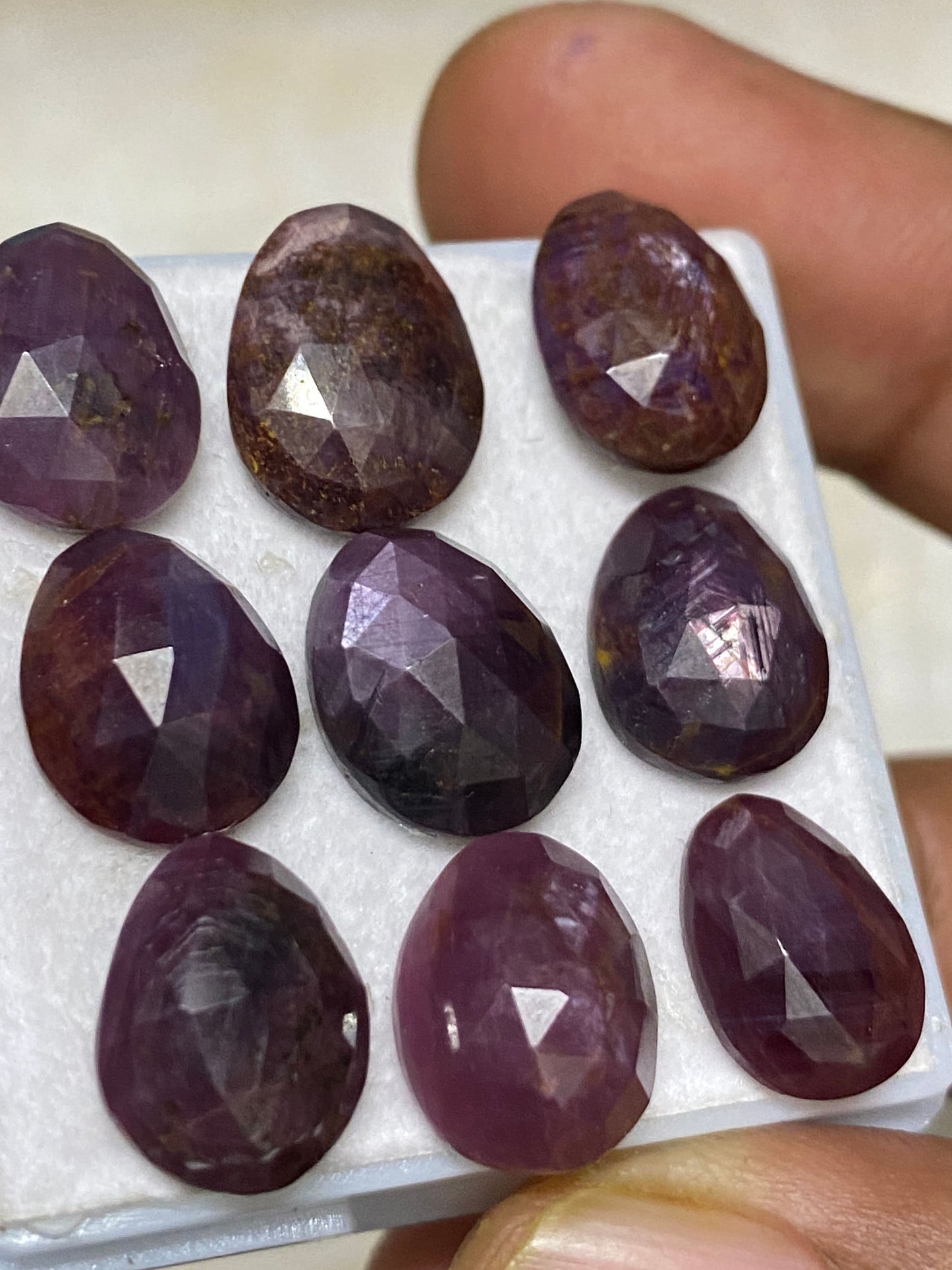 Appealing  rare sheen sapphire rosecut egg shape mix quality wt 61 cts pcs 9 size 13x10-15x11mm amazing fire sheen sapphire rosecuts