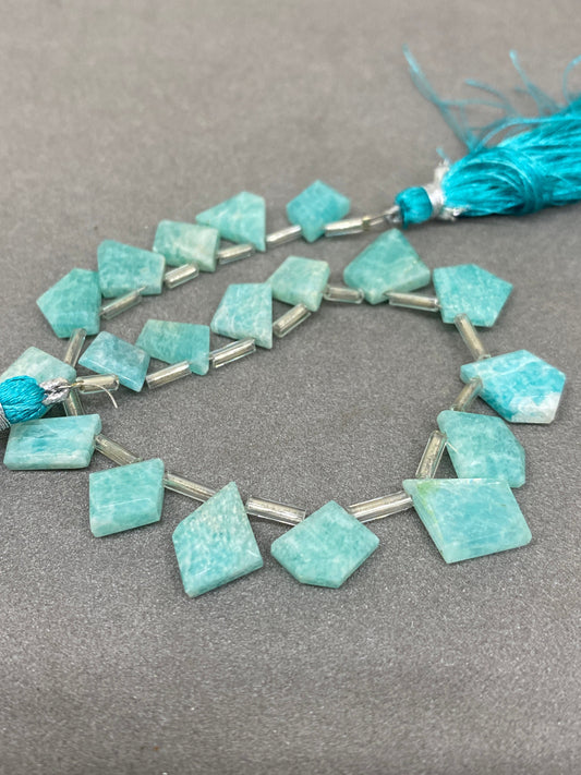 Natural amazonite geometric flats faceted amazonite unusual geometric pointed shape strand Length 9 inches Size 8x7mm-11x10mm amazonite