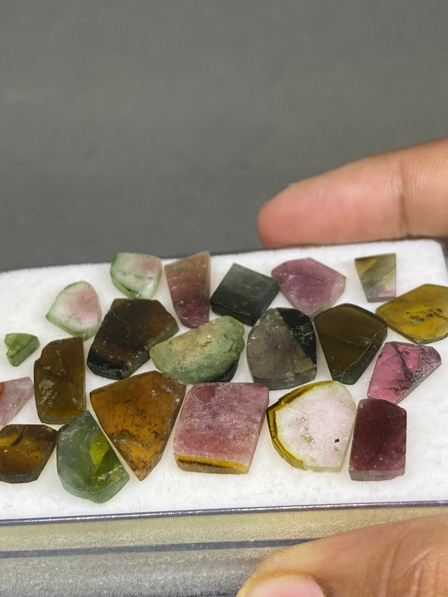 Stunning Watermelon multi tourmaline geometric cut flats lot fine quality wt 65 cts size 6.8x5mm-19x14mm pcs 21 natural tourmaline geometric