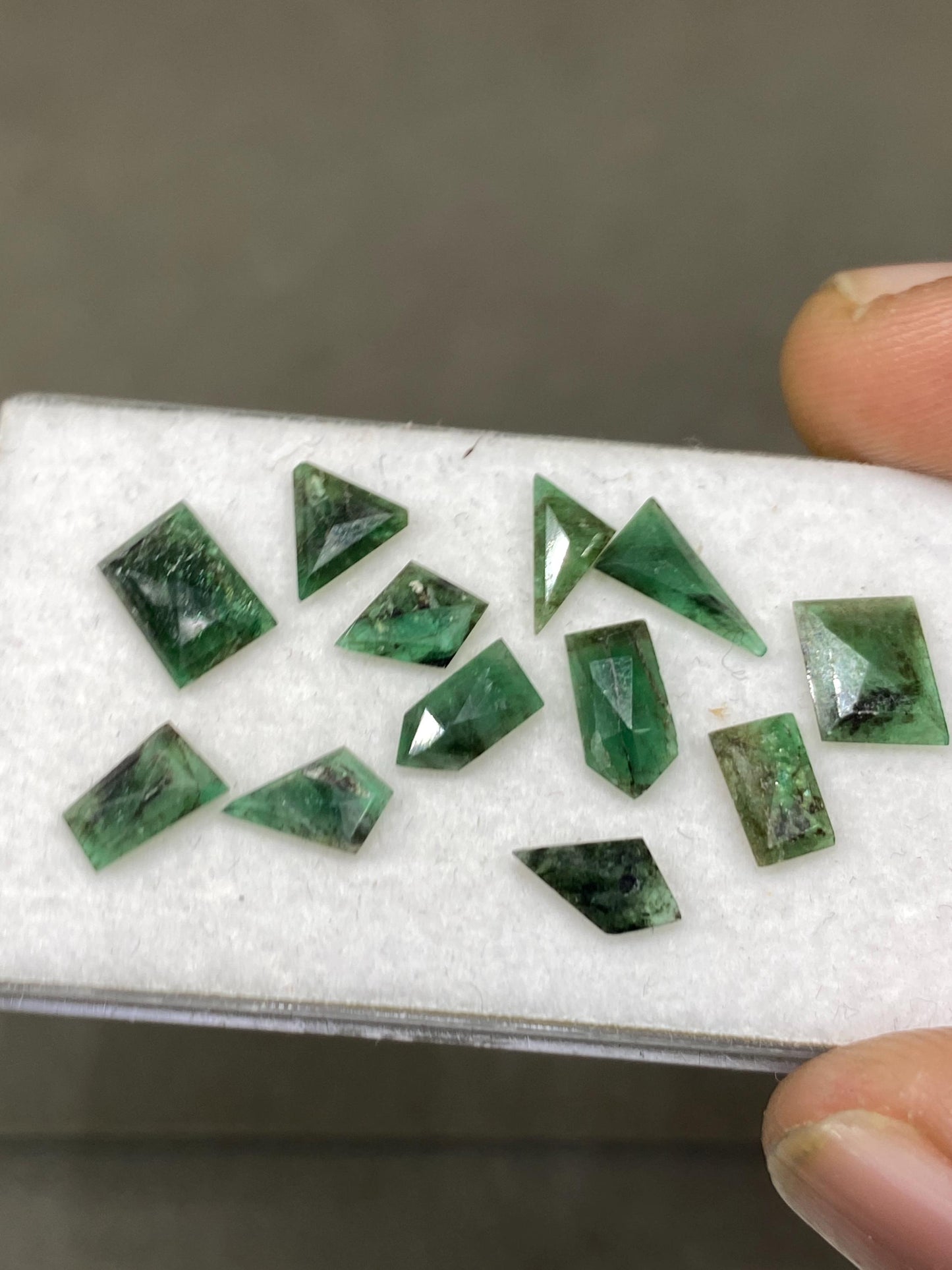 Natural Emerald geometric cut size weight carats natural Emerald Step cut geometric pcs 12 wholesale lot