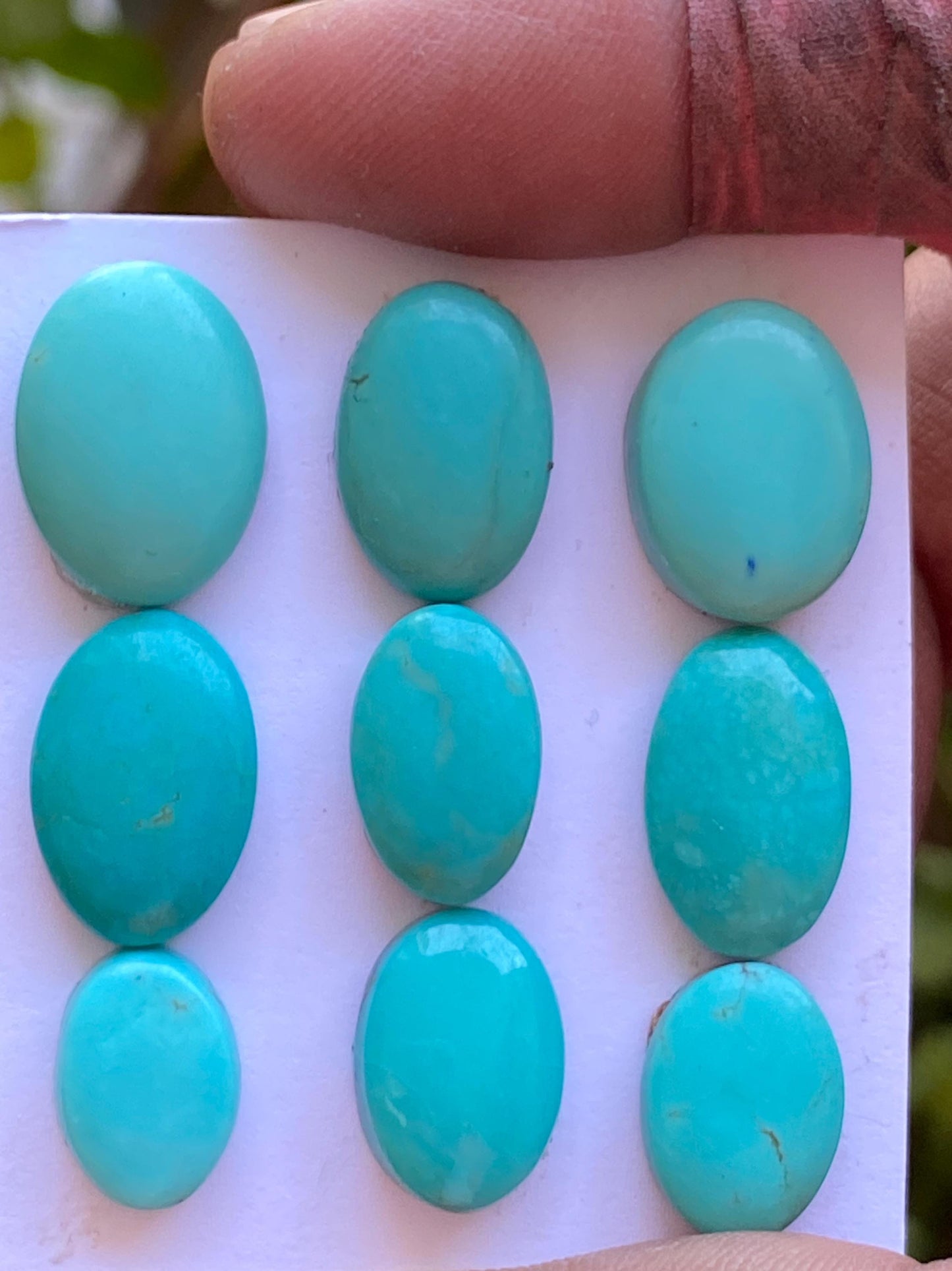 Lovely rare Arizona  mines Turquoise cabochons  natural smooth polished ovals pcs 9 wt 44.70 carats 11.8x8.5mm-15.6x11mm turquoise cabochons