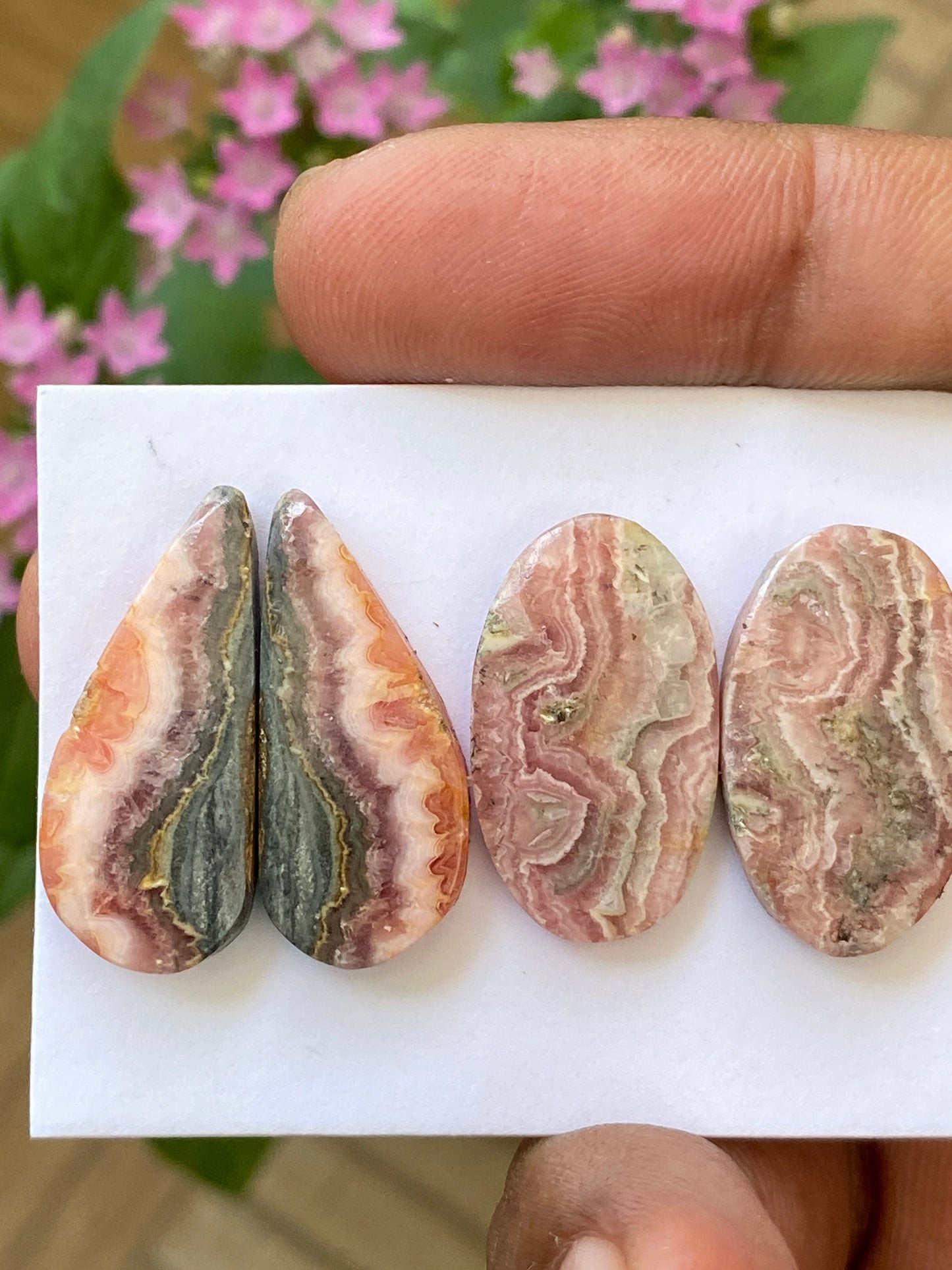 Fabulous  Rhodochrosite cabochons lot beautiful designer fine quality weight 59 carats pcs 4 size 22.5x13mm-26x11mm rhodochrosite cabochons