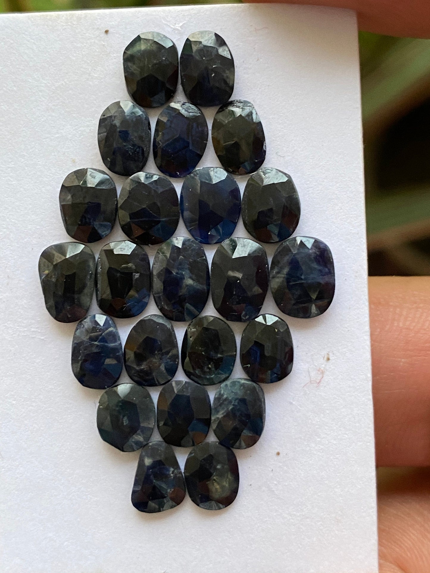 Fascinating dark blue sapphire rosecut fancy oval shape weight 22.50 carats size 7.3x5.7mm-8.4x6mm rosecut blue sapphire