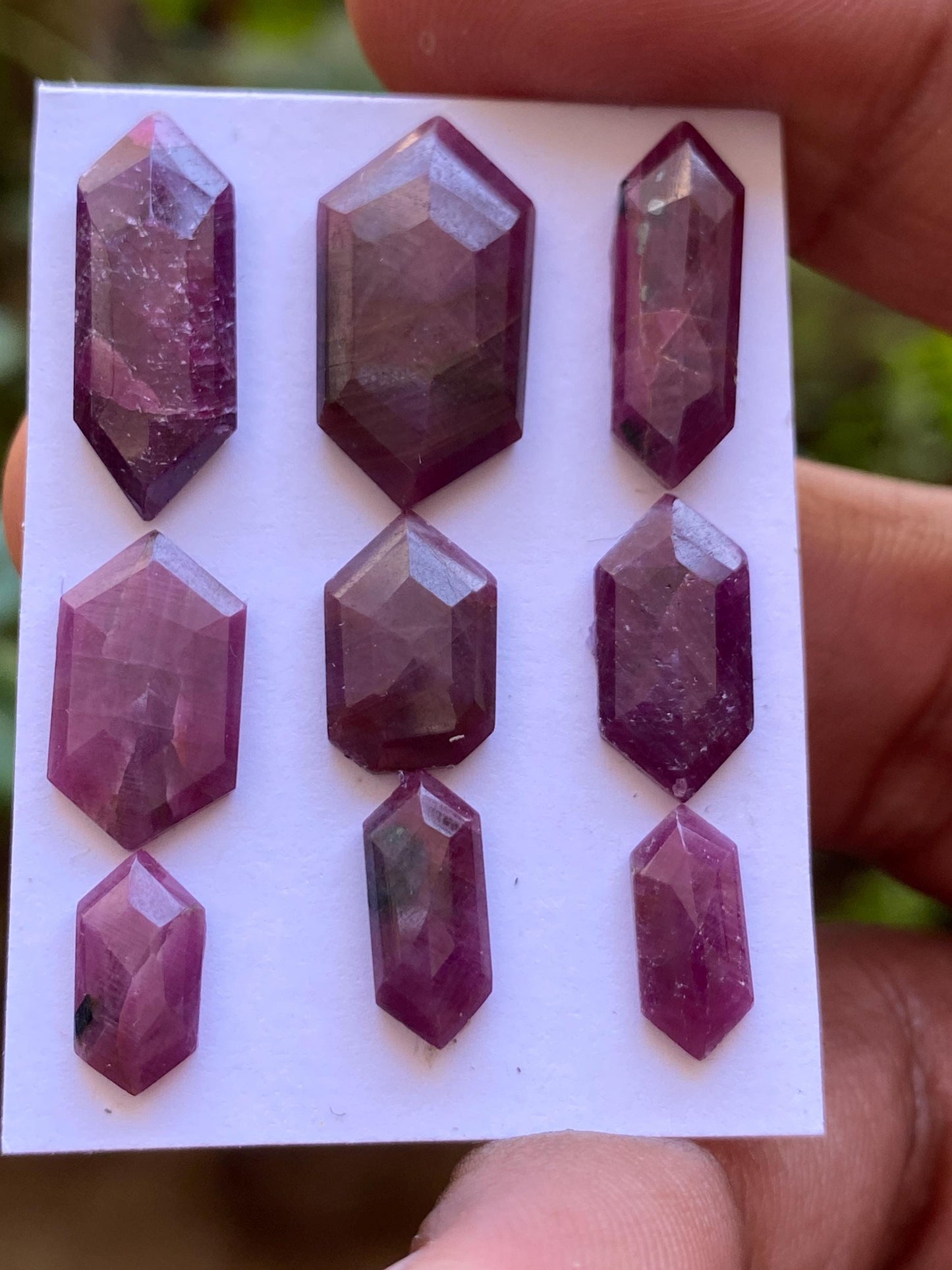 Impressive  Rare Kenya mines ruby hexagon step cut wt 31.85 cts  pcs 9 size 10.3x5.5mm-19x10mm ruby stepcut hexagon flatbacks