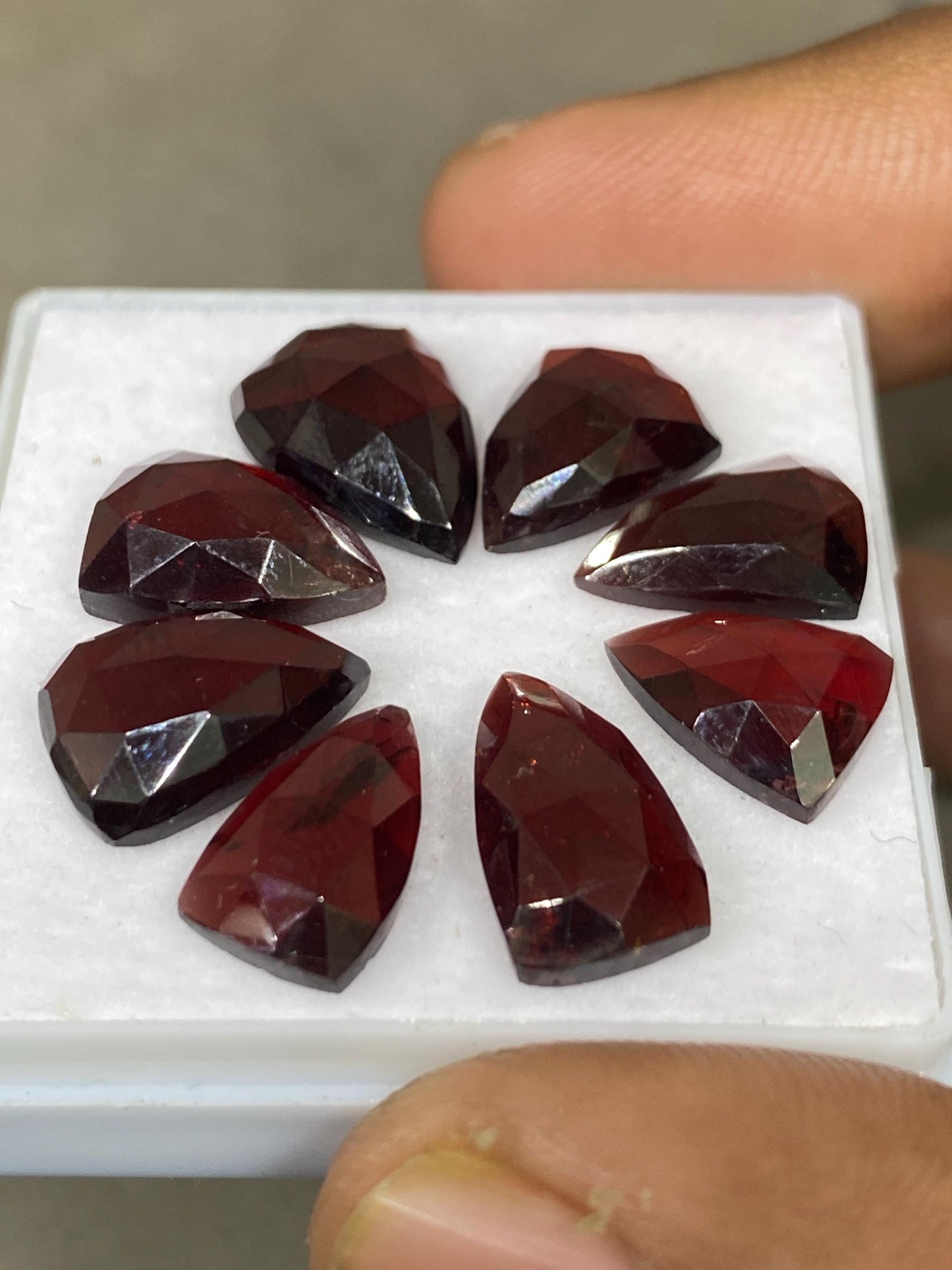 Delightful rare rosecut red garnet shield fancy garnet rosecut 11.8x9mm-14x10mm pcs 8 wt 40.70 cts shield orange garnet rosecut