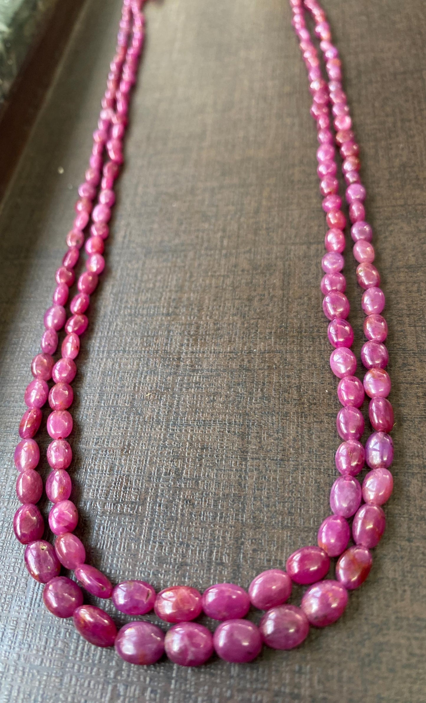 Stunning Rare Natural Ruby necklace smooth polished ruby oval nuggets weight 145.45 carats size 4x3.1mm-8x5.5mm Lth 17.5 & 18.5 Inches ruby