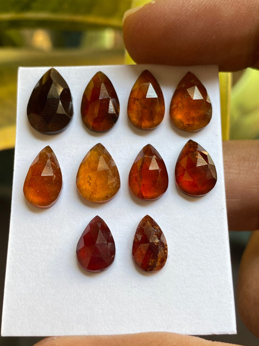 Nice hessonite orange garnet pear shape rosecut wt 33 carats pcs 10 size 10x7mm-14x9mm Hessonite garnet rosecut pears