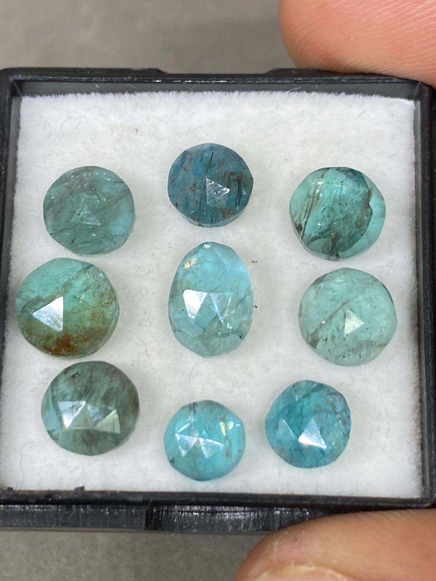 Lovely Blue green apatite rosecut wholesale lot weight 17 cts pcs 9 rosecut blue apatite flats size 6mm-8mm apatite rosecut