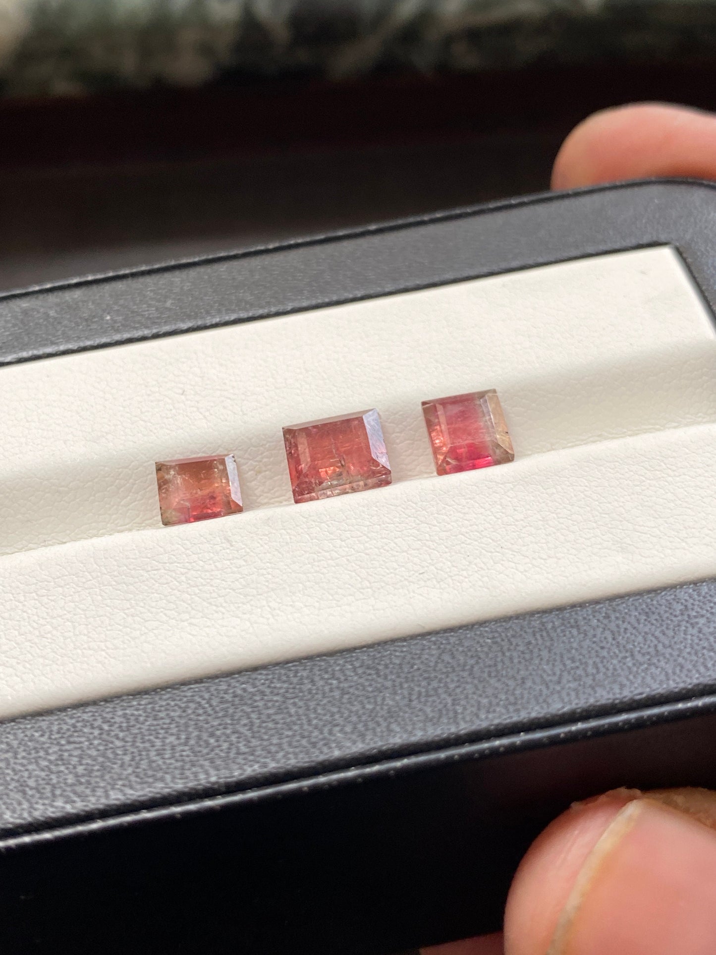 Amazing Rare Watermelon Tourmaline cutstones pcs 3 wt 4 carats  size 6-7mm tourmaline cuts princess squares cutstones bi color tourmaline