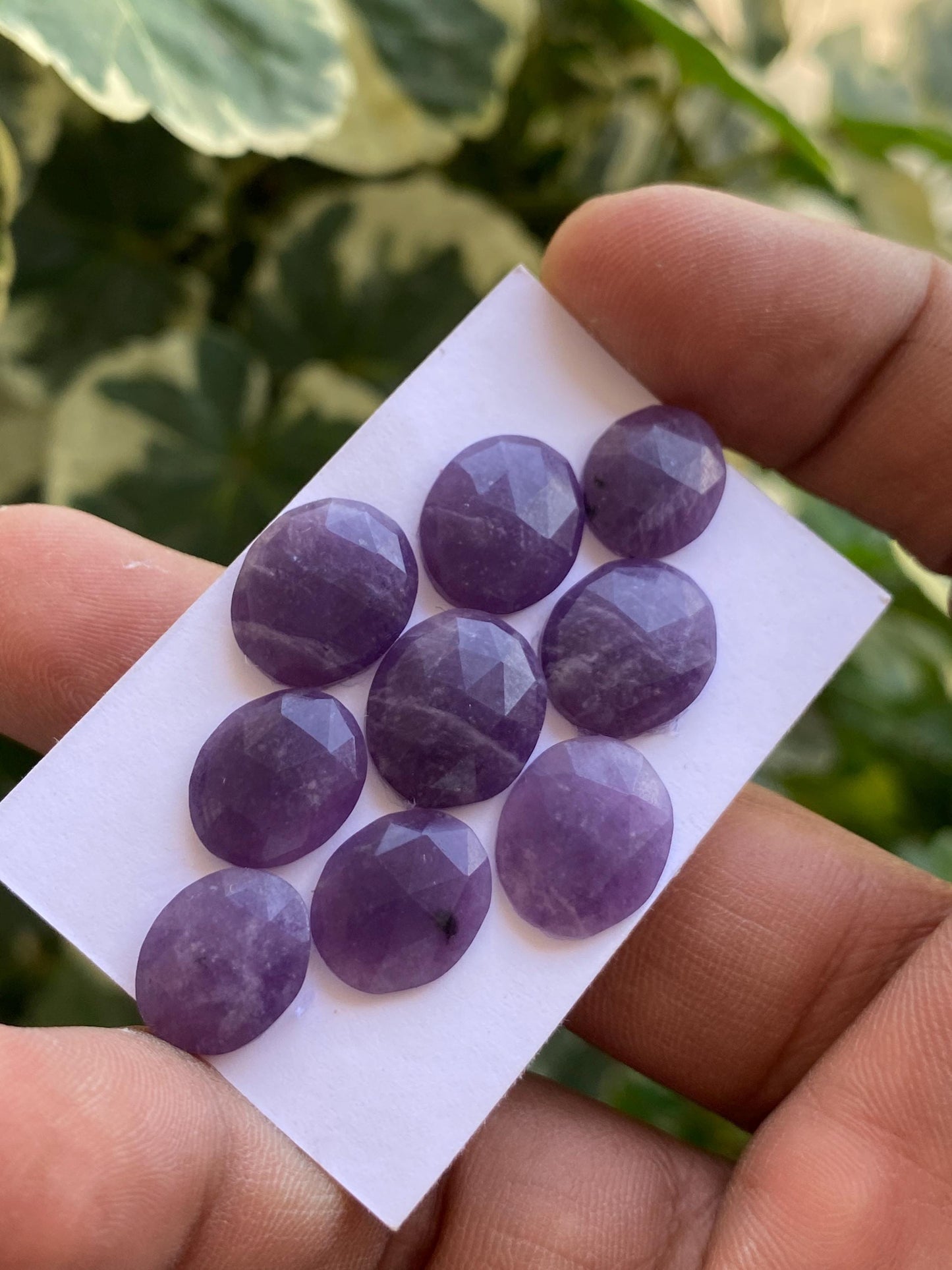 Rare purple lepidolite Rosecut gems ideal size for jewelry making Size 12x10-14x12mm pcs 9 wt 39.50 carats rosecut lepidolite pears