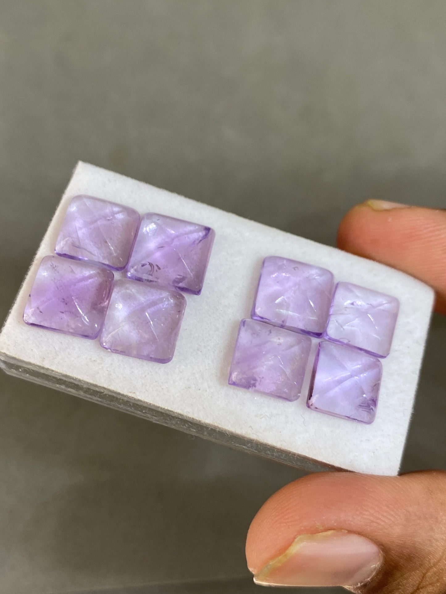 Stunning rare amethyst sugar loaf cabochons pair  weight 24 cts pcs 8 size 9.5x9.3mm-10mm amethyst  sugar loaf cabcohon pairs