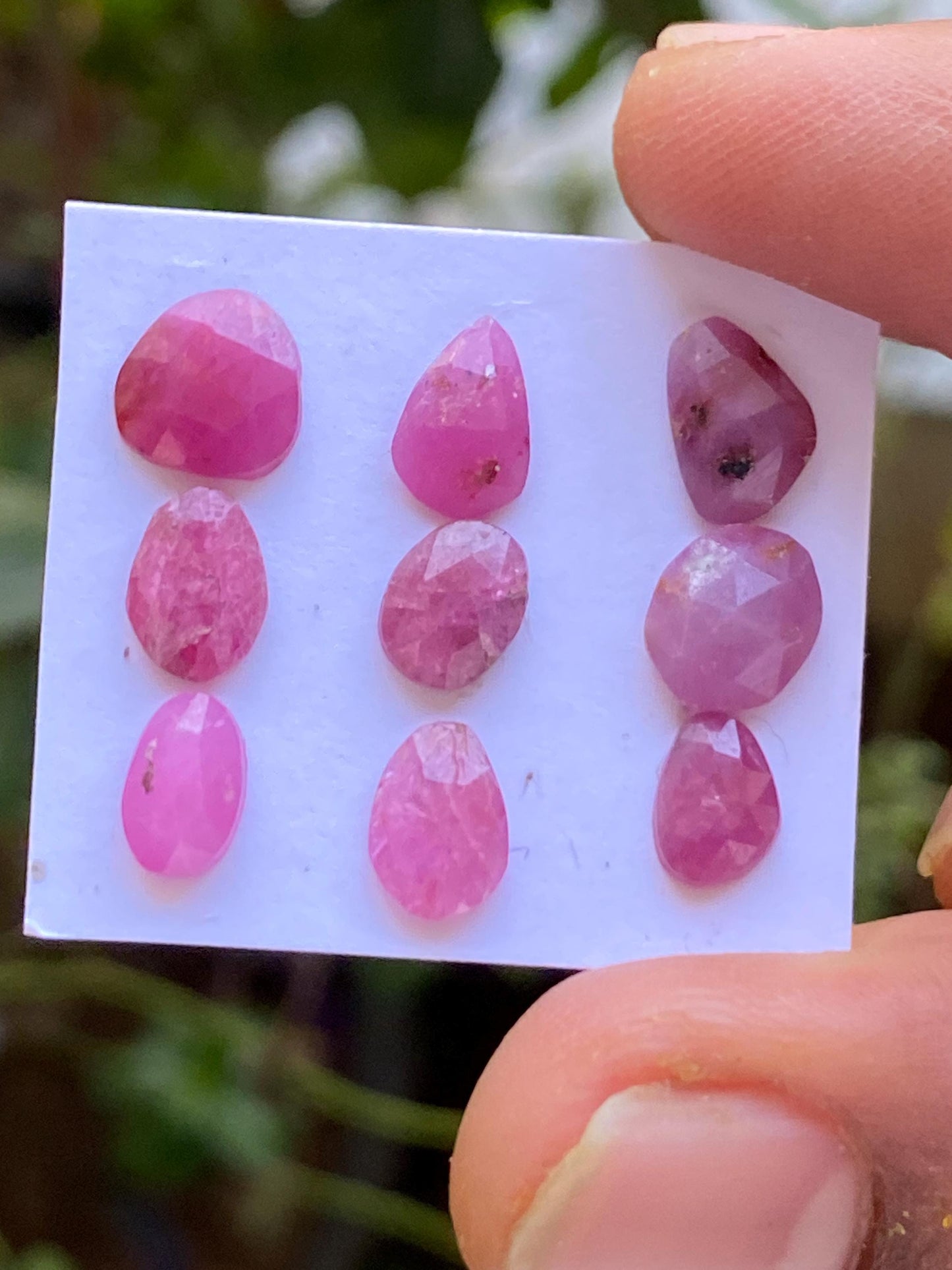 Ravishing Rare mozambique mines ruby pear rose cut wt 10.85 cts  pcs 9 size 6x4mm-7.8x6mm ruby pear rosecut flatbacks