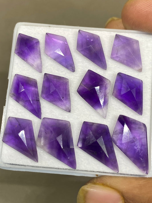 Alluring amethyst  Kite step cuts wt 41 cts  pcs 12 size 15x9-19x12mm Amethyst stepcut kite