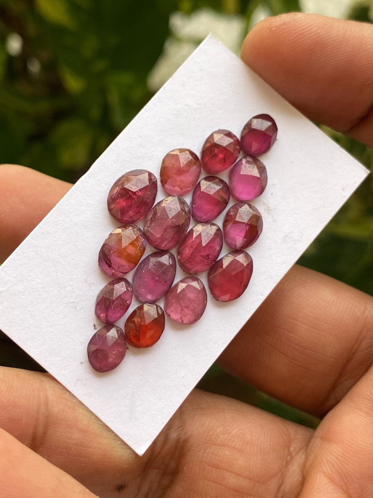 Rhodolite pink garnet Rosecut size 7.6x6mm-9.8x7mm wt 25.10 cts pcs 16 lovely pink garnet Rosecut rhodolite garnet slices