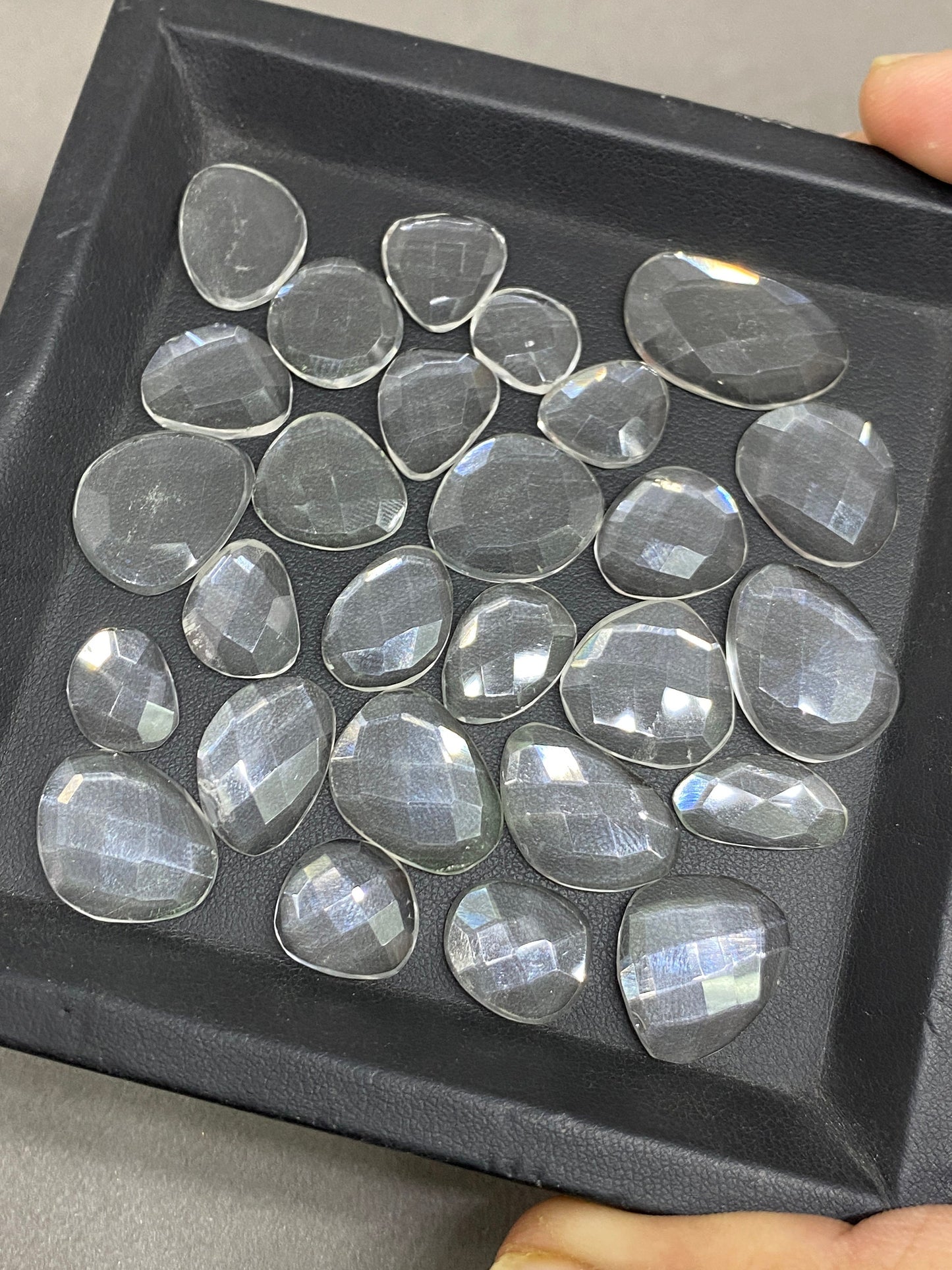 Wow awesome size super fine quality crystal rosecuts weight 128 carats pcs 27 size 15x10mm-24x14mm crystal rosecut wholesale lot