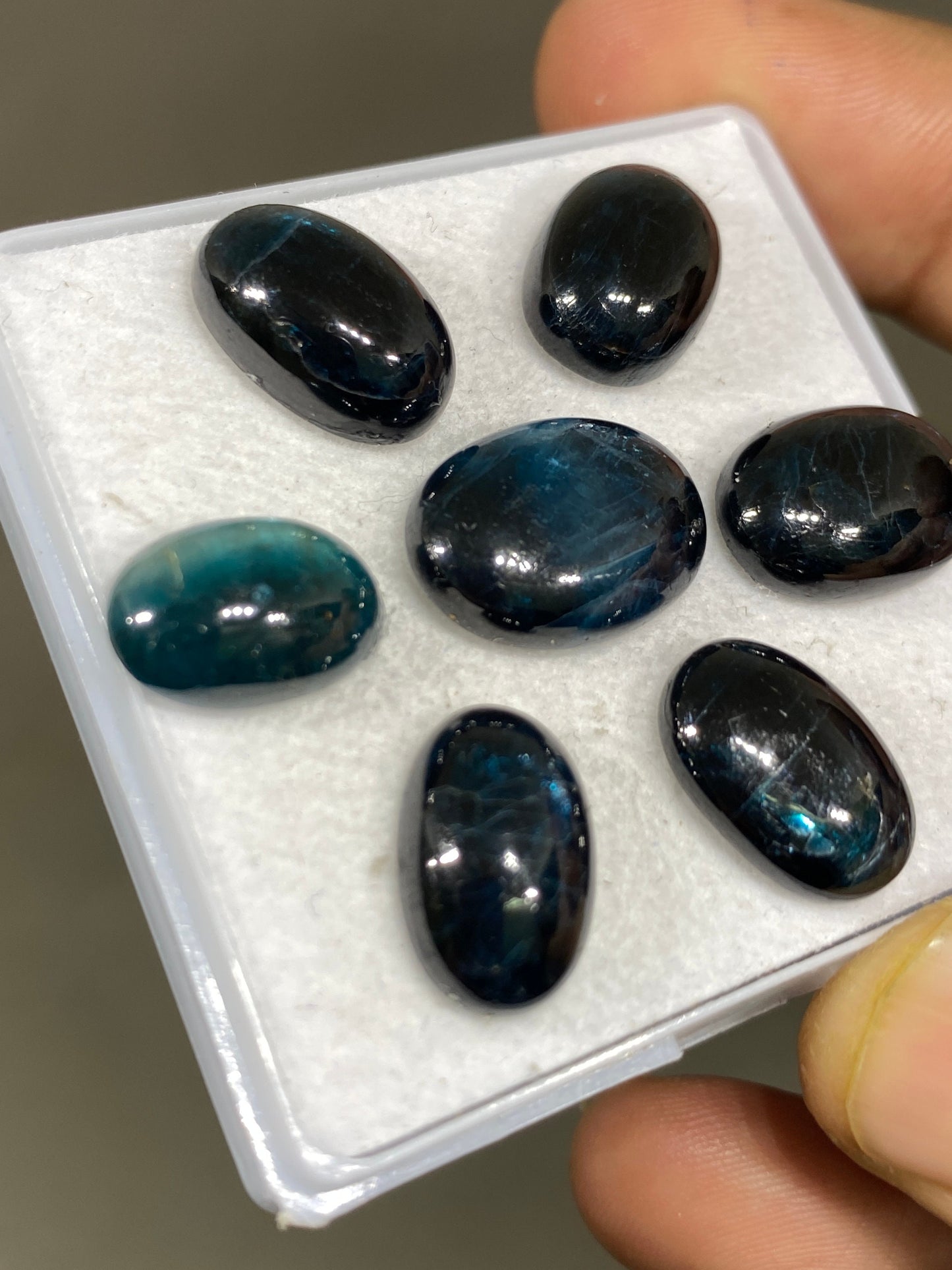 Rare teal kyanite oval cabochons fine quality wt 60 cts size 13x9mm-18.8x12.3mm pcs 7 ink blue kyanite oval smooth cabs