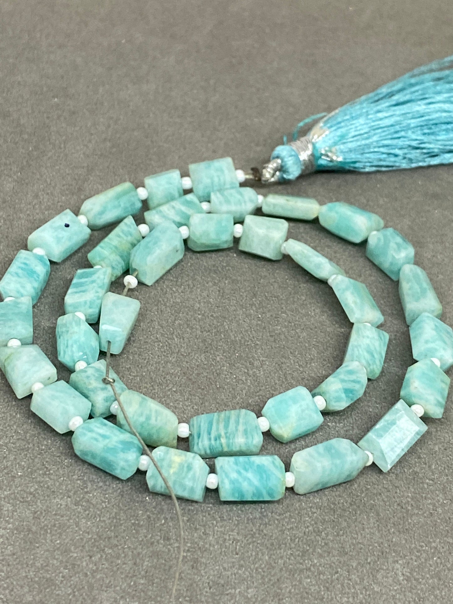 Natural Amazonite faceted geometric nuggets strand 13.5 inches size 6mm-10x5mm Faceted amazonite nuggets tumble