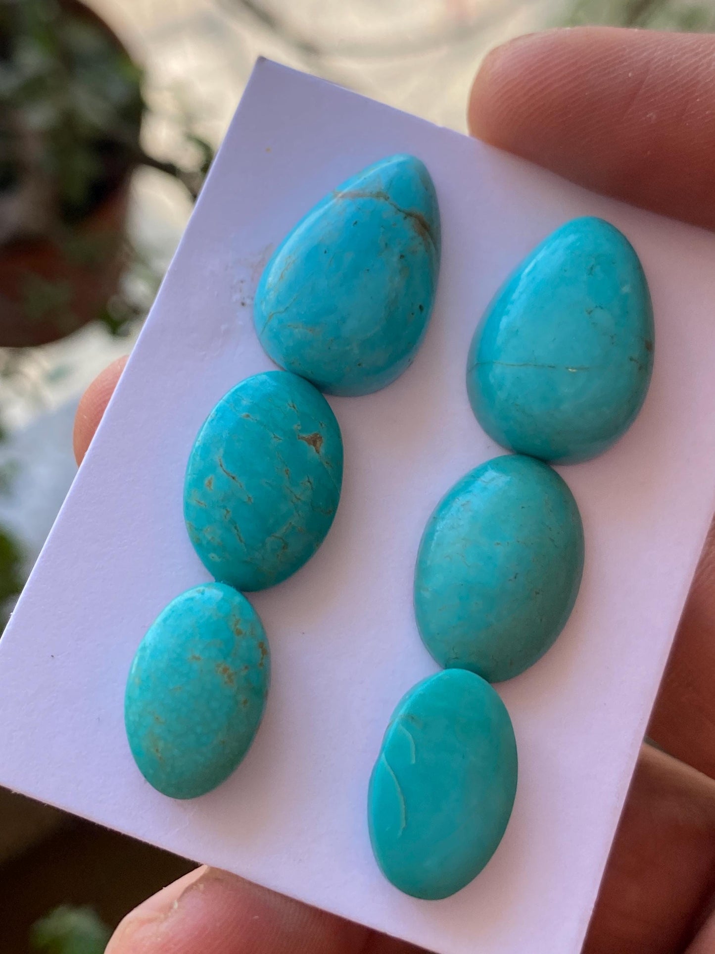 Lovely rare Arizona  mines Turquoise cabochons  natural smooth polished ovals pcs 6 wt 59.20 carats 15x10-28x17mm turquoise cabochons