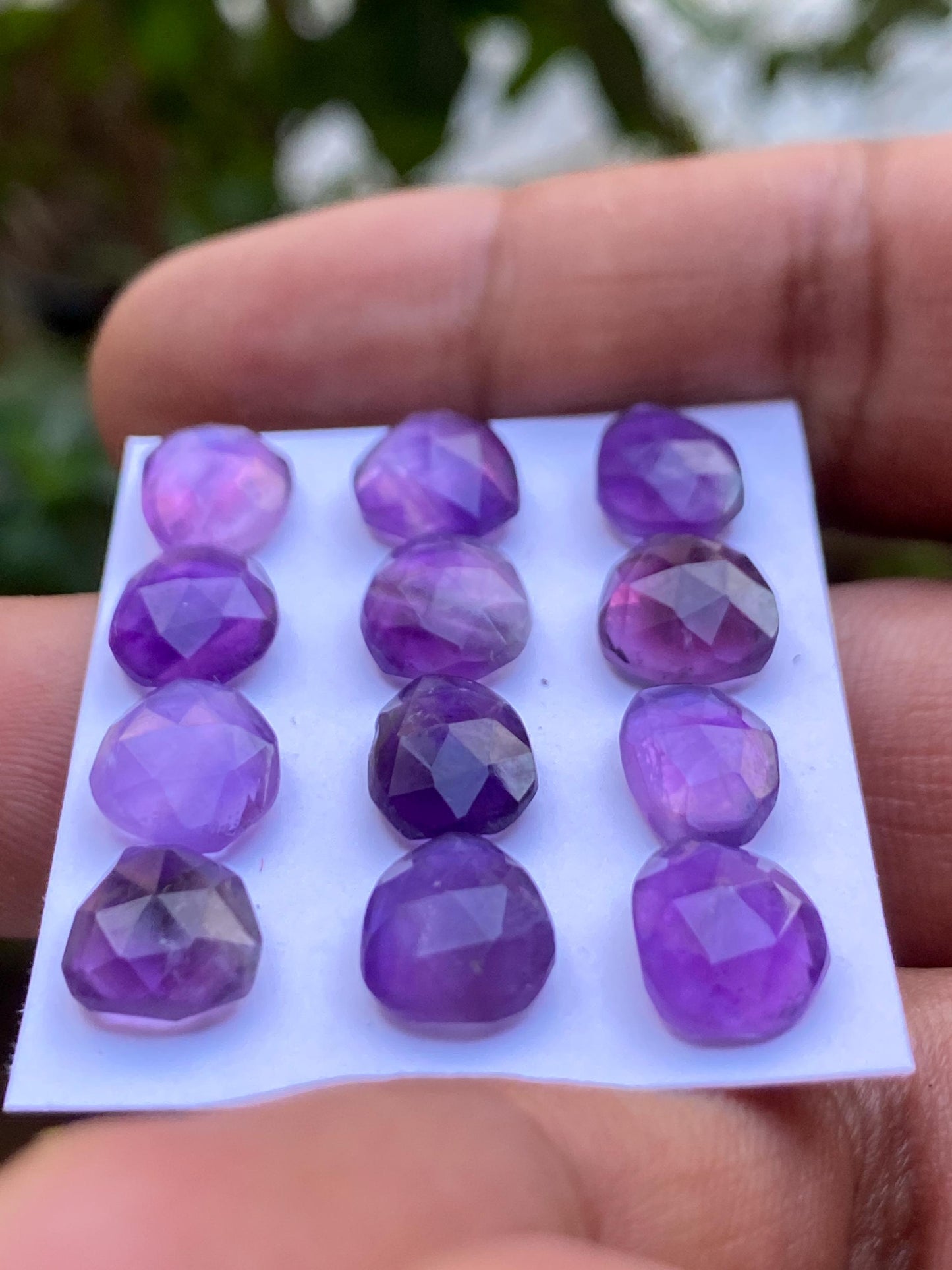 Nice amethyst rosecut flatback beautiful fine polish and cutting weight 30 carats size 10x8-21x9mm pcs 12 rosecut amethyst