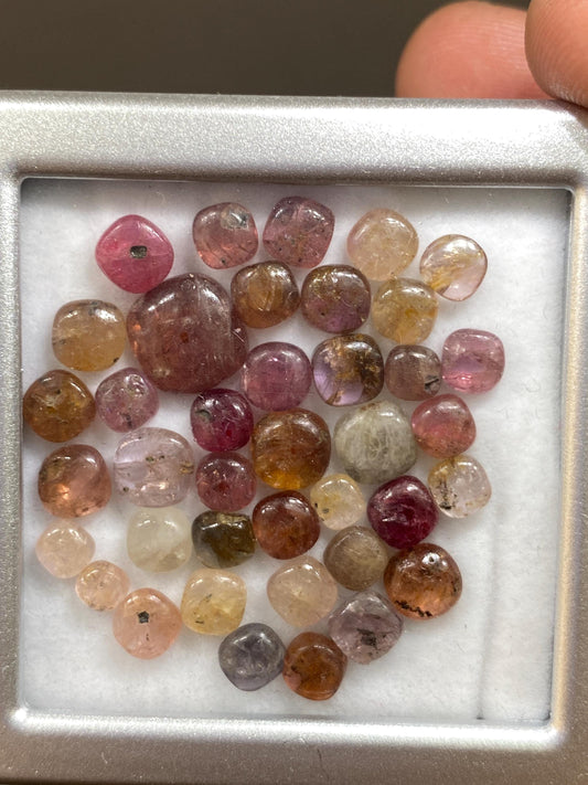 Eyecandy rare Burma mines multi spinel cushions smooth polished pcs 38 size 4mm-9mm wt 39 carats Burma mines multi spinel cushions