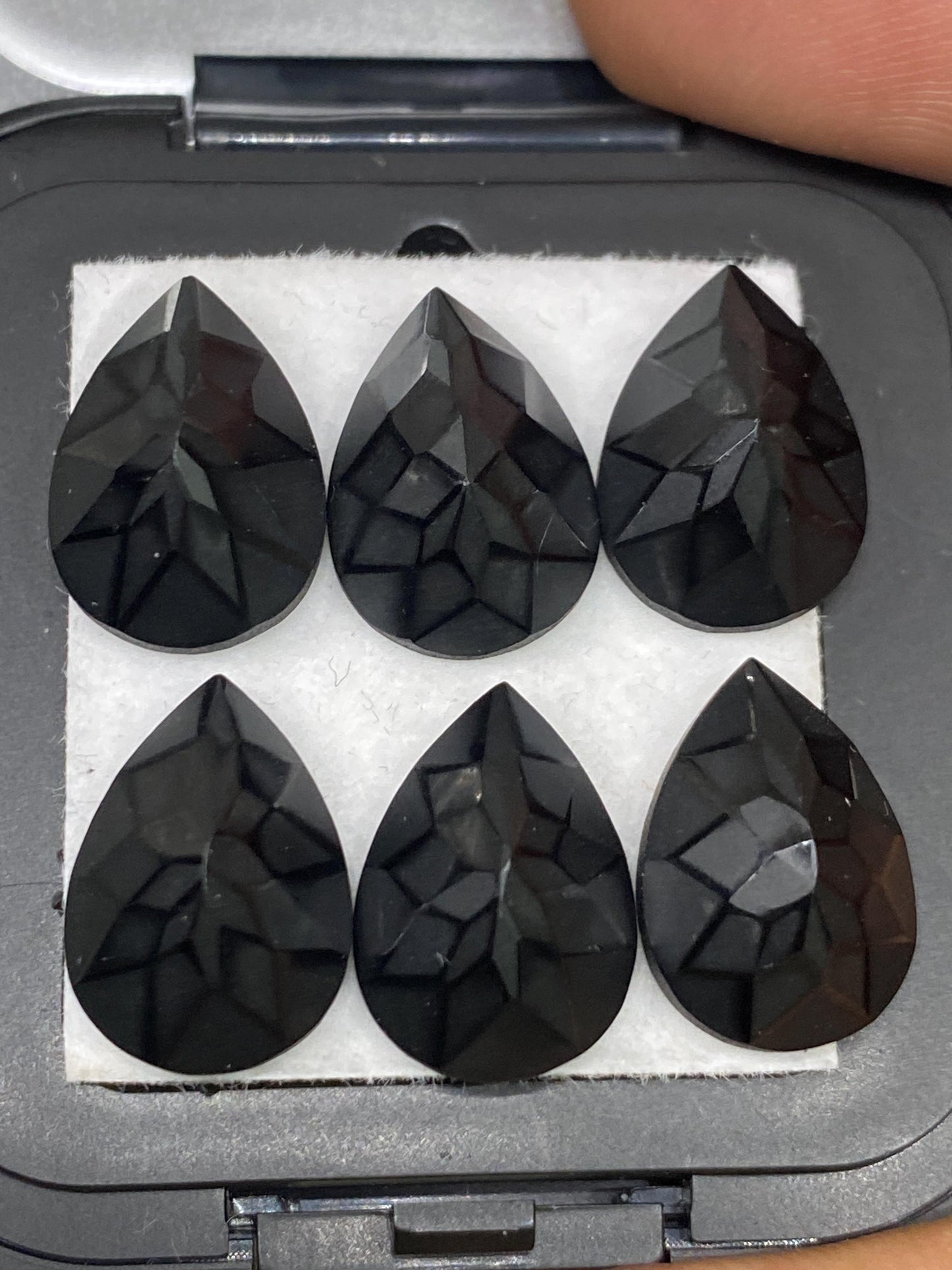 Rare Precision cut black spinel pear cut stones amazing quality pcs 6 weight 44 carats size 14x10mm black spinel cutstones