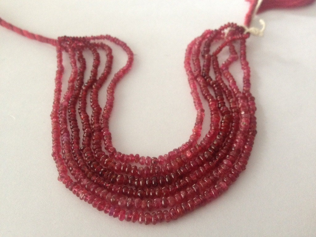 Red Spinel beads Burmese mines exclusive rare size collection item total weight 58.10  carats Lines 6 Size 3-3.5mm red spinel rare