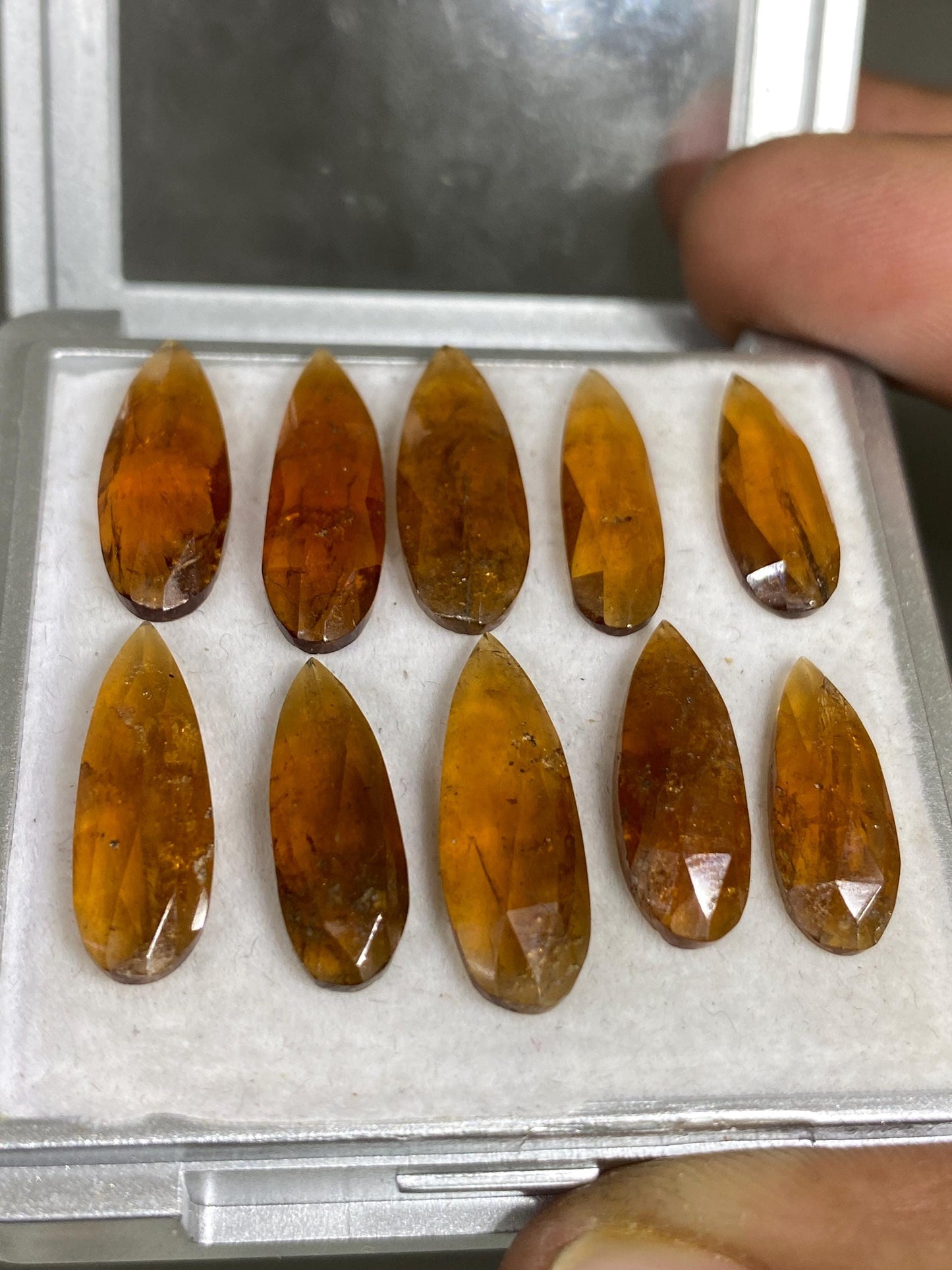 Stunning hessonite orange garnet pear shape rosecut wt 40 carats pcs 10 size 17x6mm-22x6mm Hessonite garnet rosecut pears