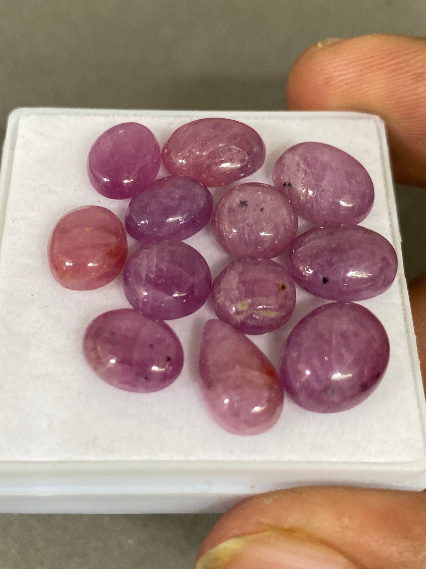 Nice rare natural pink sapphire cabochons smooth pcs 12 wt 44.20 cts size 9.3x7-11x9mm unheated untreated natural ruby lighter than picture