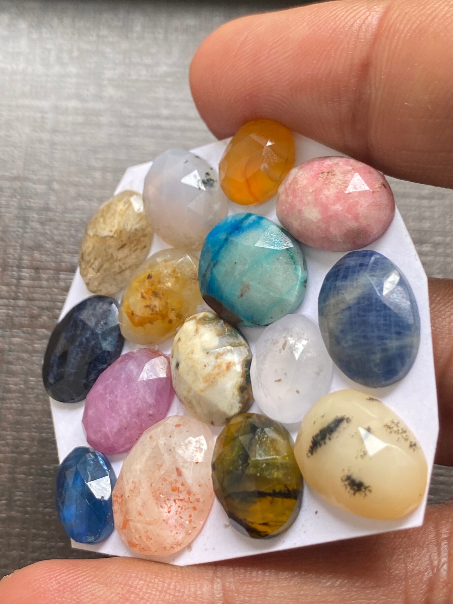 Gorgeous multi stones kyanite sunstone sapphire Montana agate chrysocolla carnelian rosecut pcs 15 weight 73 carats size 10x8-16x12mm