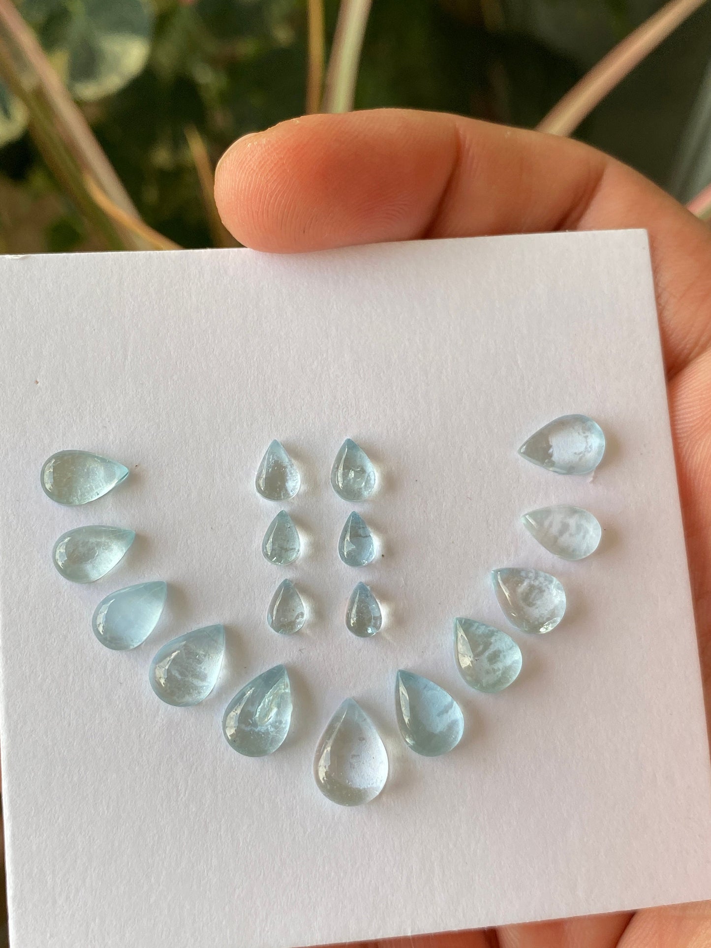 Amazing aquamarine pear cabochons necklace earring set natural aquamarine cabochons weight 22 pcs 17 size 6x4mm-11x8mm aquamarine cabochons