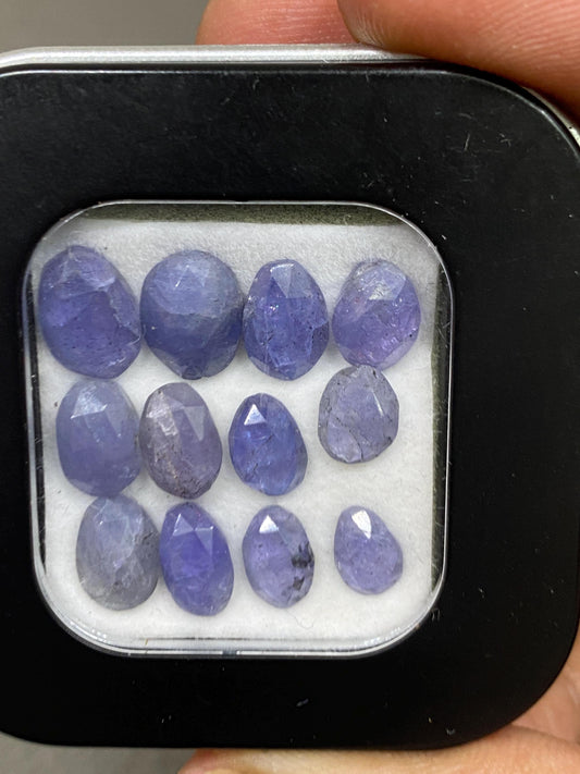 Fascinating Rare tanzanite rosecut flats oval tanzanite earring supply wt cts size  pcs 12 rosecut tanzanites flatback gems