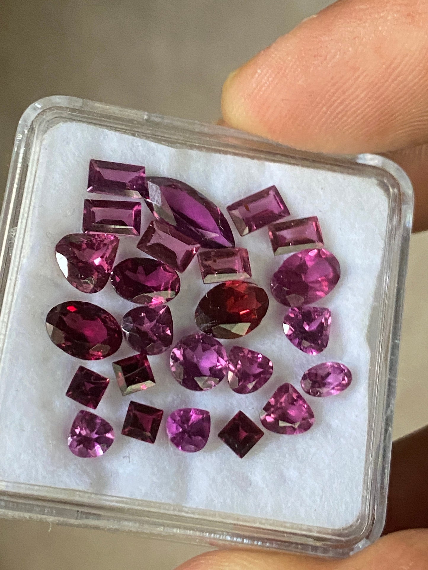 Beautiful Rhodolite garnet mix shape cutstones oval square marquees aaa quality wt 10.92 cts pcs 24 size 2.9mm-10x4.6mm Rhodolite garnet