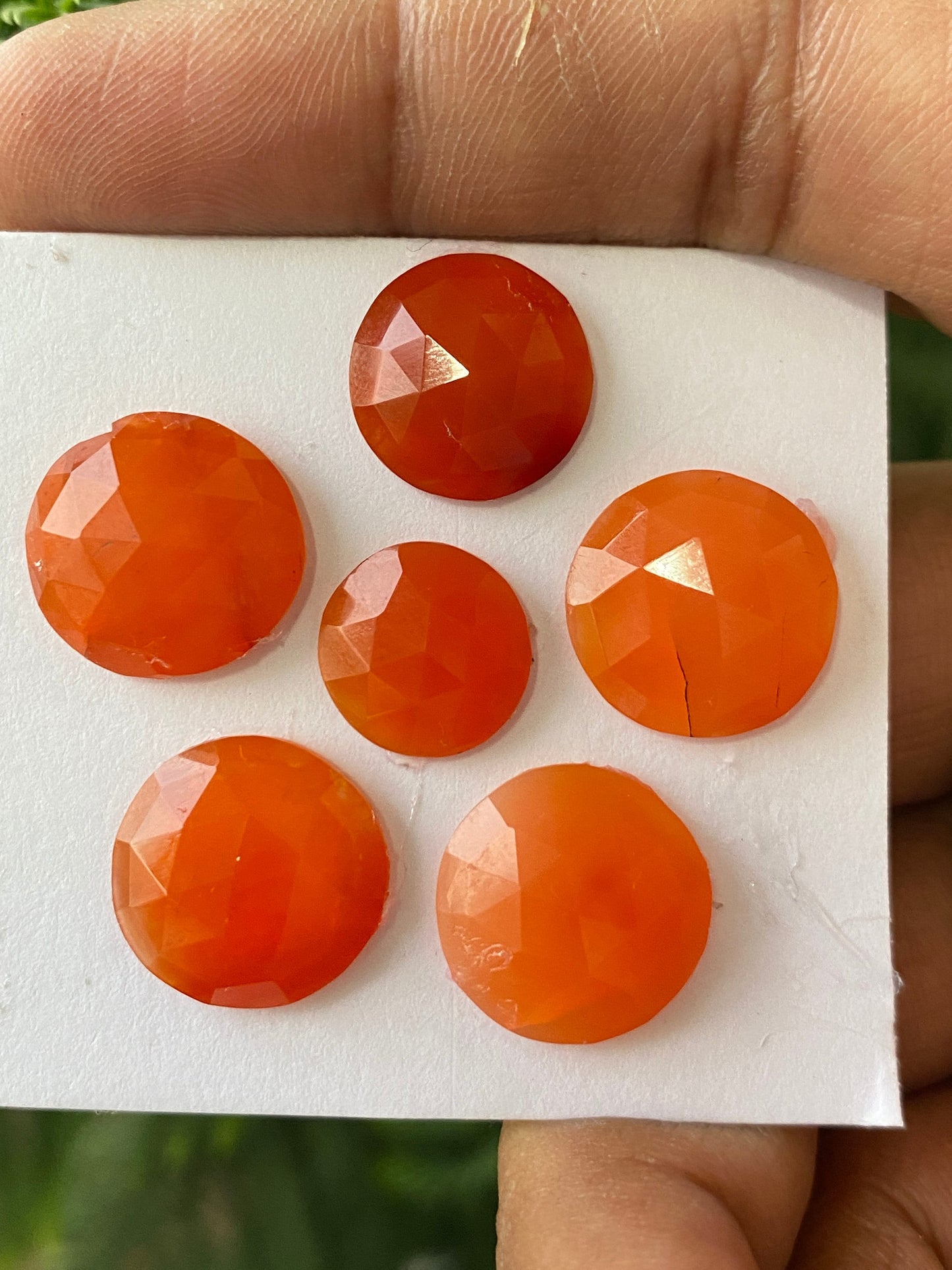 Cute rare Carnelian rosecut round shape wt 43 carats size 12.5-15.6mm pcs 6 aaa quality carnelian rosecut cabochons