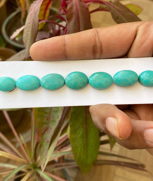 Attractive rare Turquoise cabochons bracelet natural Arizona mines smooth  ovals pcs 7 wt 53 carats 13x10-16.5x11mm turquoise cabochon