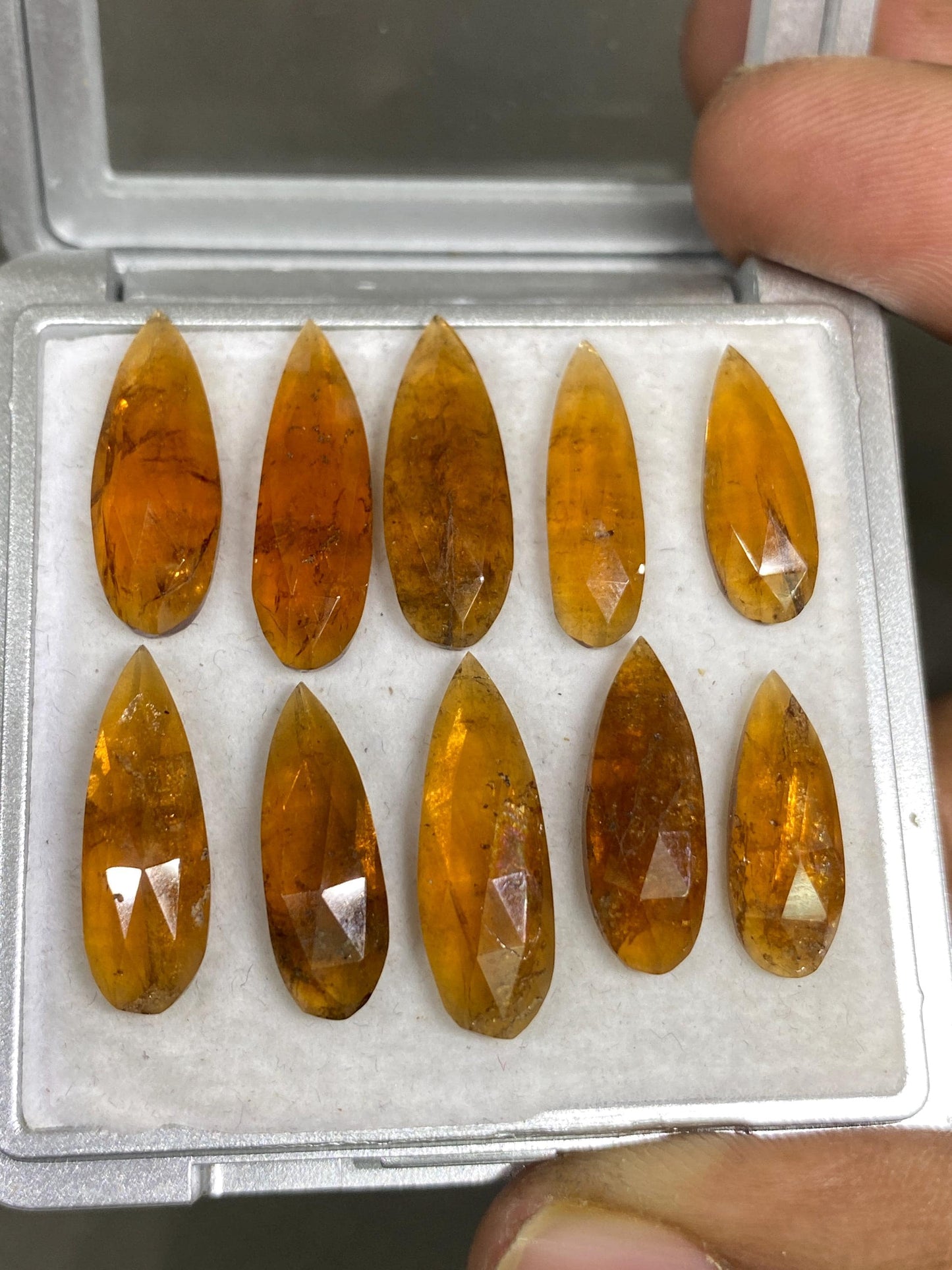 Stunning hessonite orange garnet pear shape rosecut wt 40 carats pcs 10 size 17x6mm-22x6mm Hessonite garnet rosecut pears