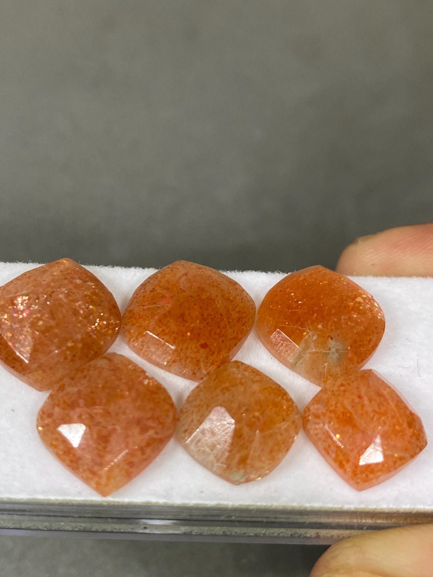 Fascinating rare sunstone orange confetti quartz  rosecuts wt 33 carats pcs 6 size 13x12-17x14mm sunstone rosecut fancy leaf flatback gems