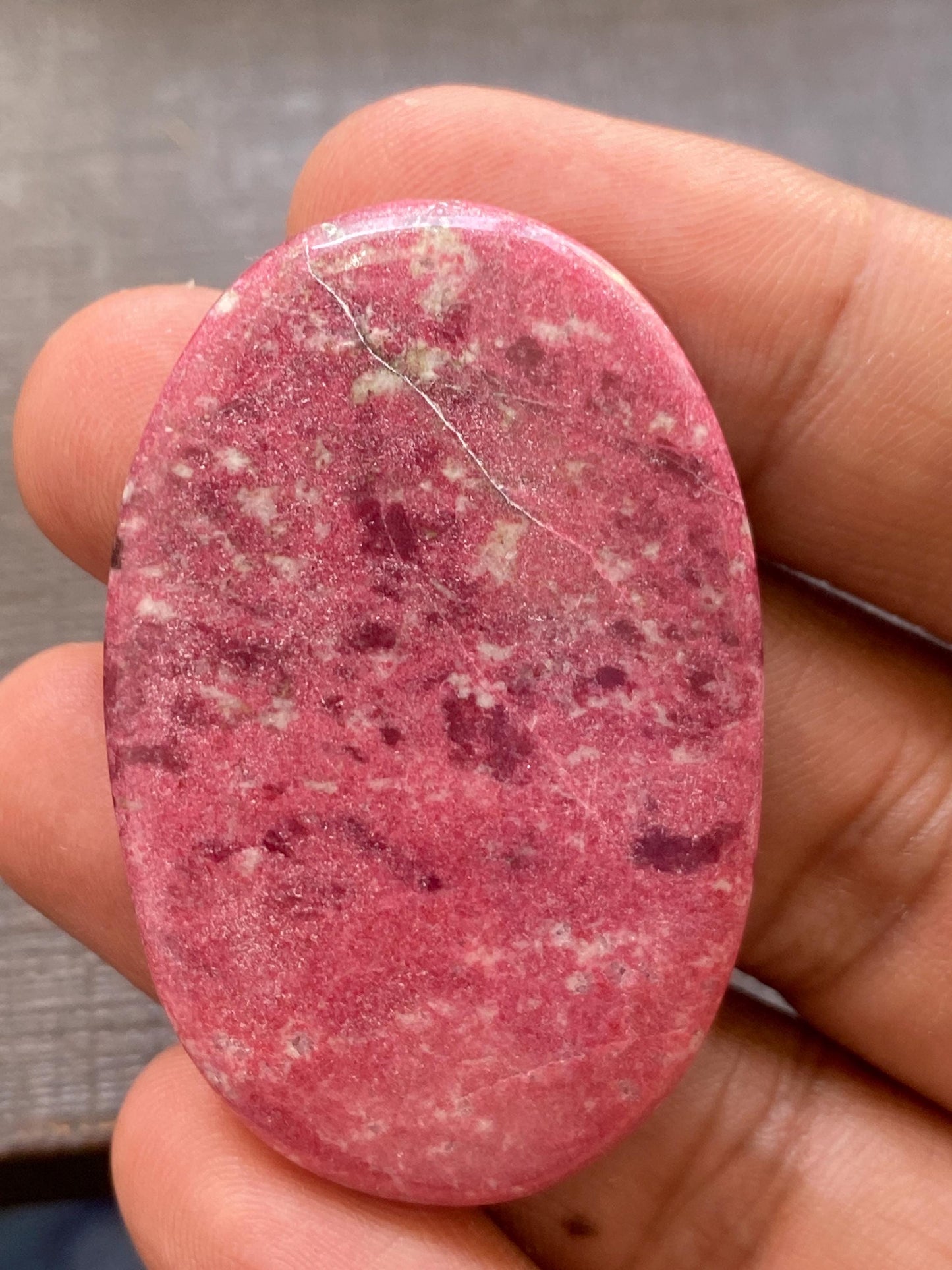 Gorgeous Thulite Rosaline Norway mines aaa rare huge oval cabochon wire wrap supply 4.64 grams 53x33mm Thulite cabochon oval cabochon