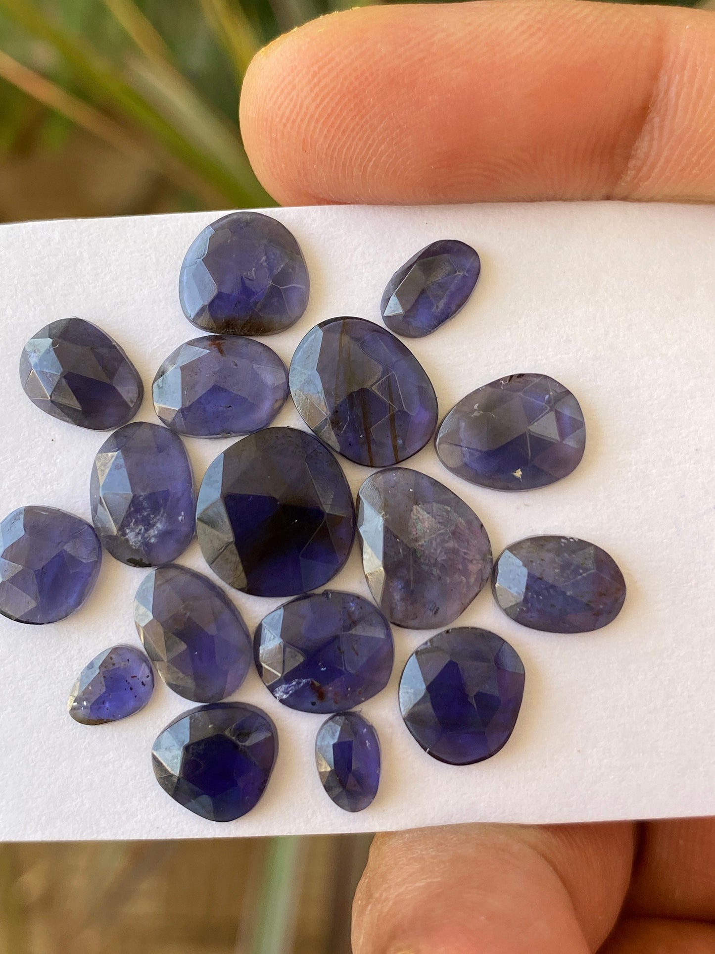 Beautiful Rare iolite rosecut wholesale lot fine quality weight 21 carats size 6x5mm-12x11mm pcs 17 iolite rosecut