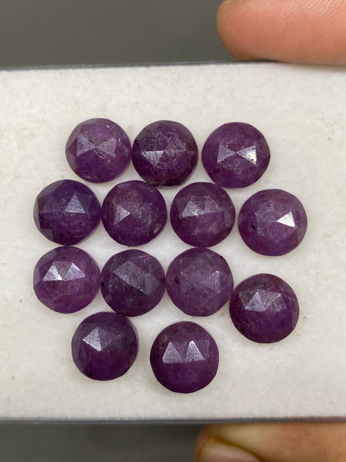 Purple red Sapphire Rosecut flats round shape  wt 71 cts 10mm pcs 13 purple sapphire round rosecut