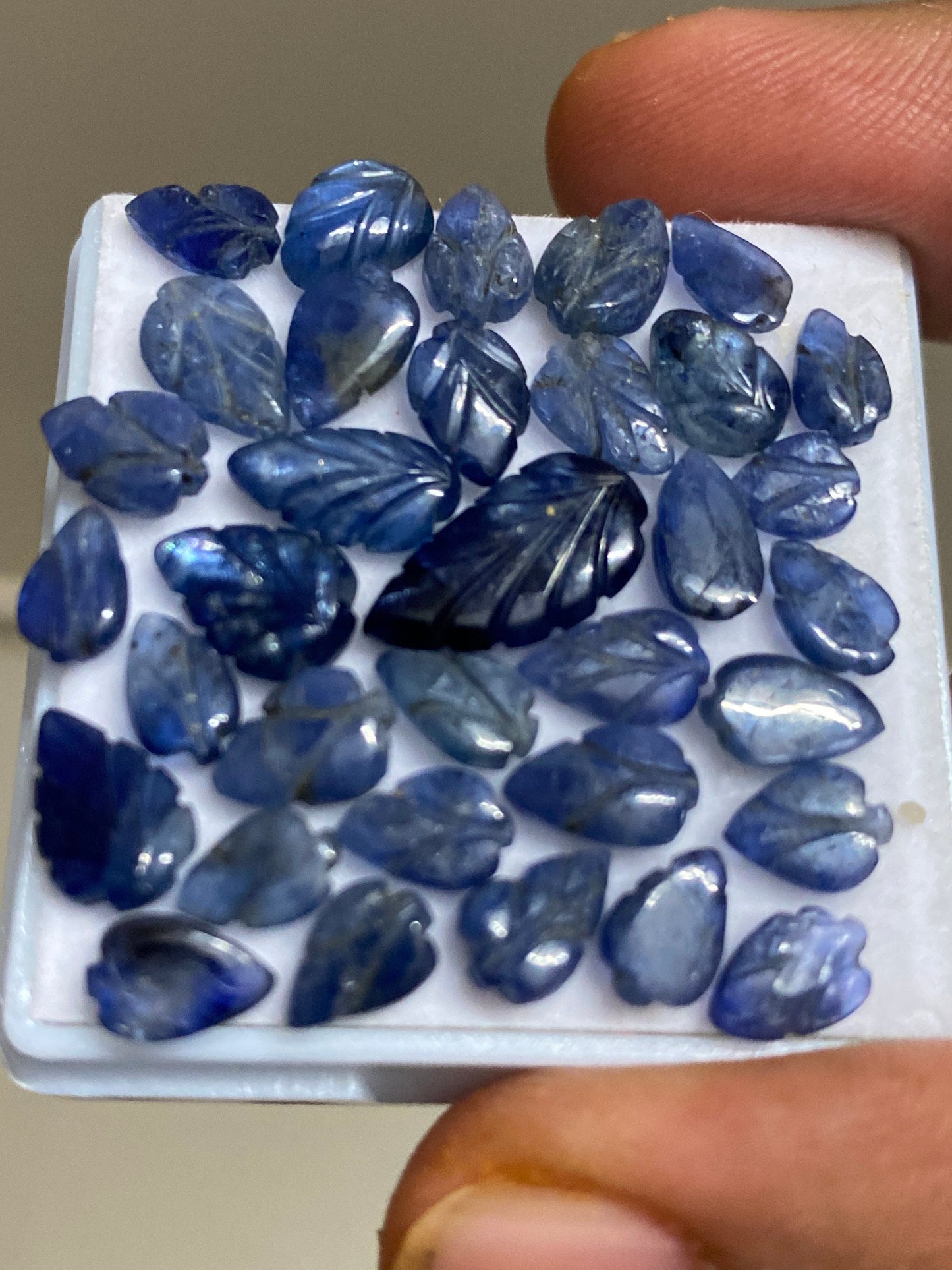 Burma Blue sapphire leaves carvings weight 34 carats Burmese ruby size 7x4.5mm-13.8x7mm pieces 34 burma mines ruby carvings rare burma ruby