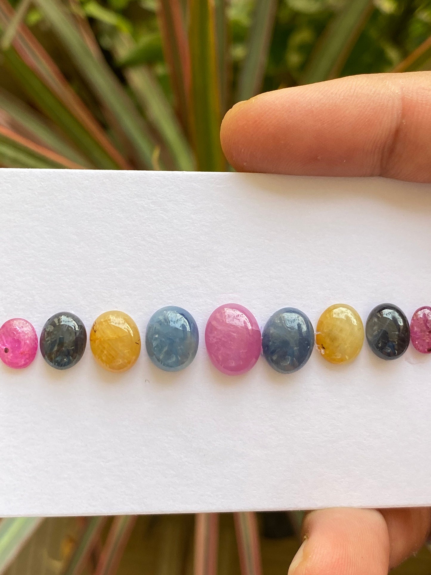 Natural very rare multi sapphire cabochons weight 30.40 carats size 8x6mm-11.5x9 pcs 9 beautiful natural unheated untreated sapphire