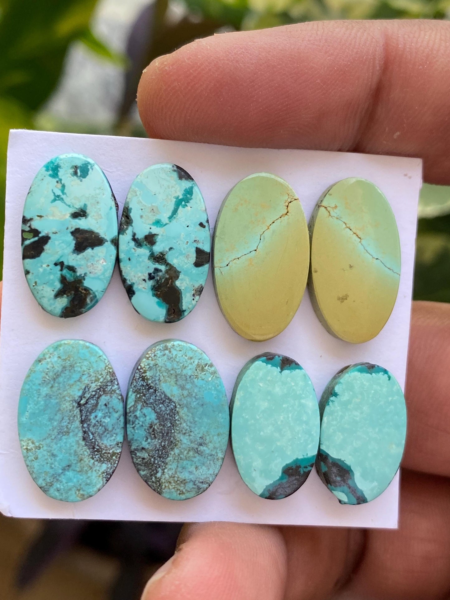 Rare Turquoise pair natural hubei mines rare pattern  smooth turquoise pcs 8 wt 56  carats good size 17x10-20x11mm turquoise earrings supply