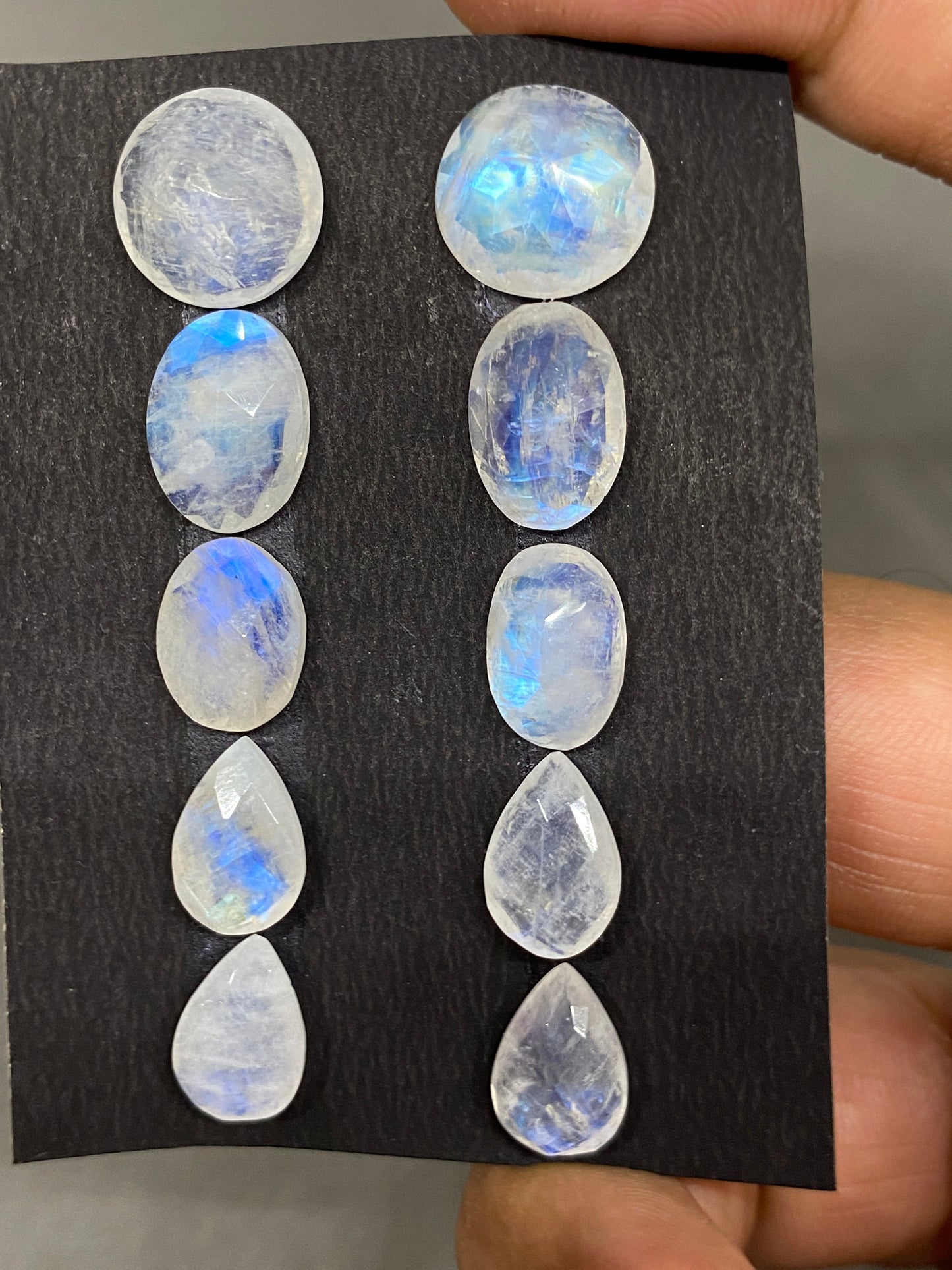 White rainbow moonstone mix shape  pcs 6 Size  wt carats beautiful wholesale lot white rainbow cut stone