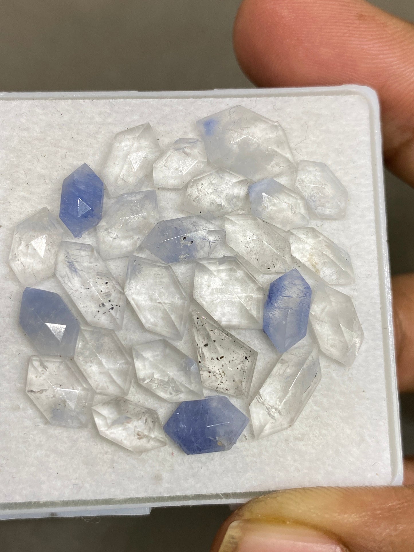 Dazzling rare Dumortierite in quartz hexagon stepcut Brazilian mines dumortierite cabochons pcs 25 Wt 30 carats 6x4.5mm-11x7mm dumortierite