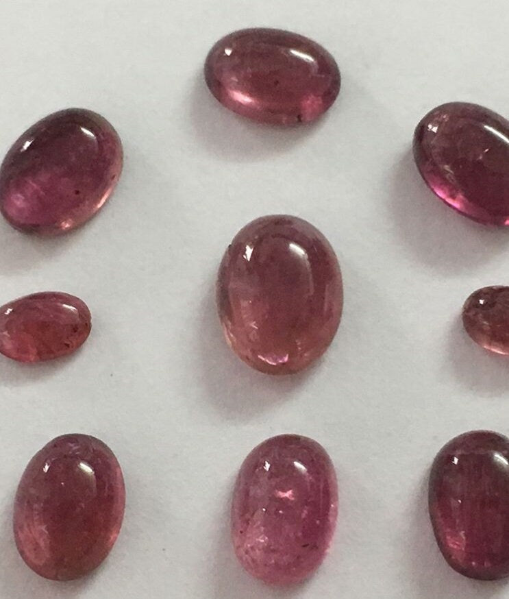 Natural pink tourmaline cabochons fine quality 7.15 carats size 5x3.3 mm to 8x6.1mm