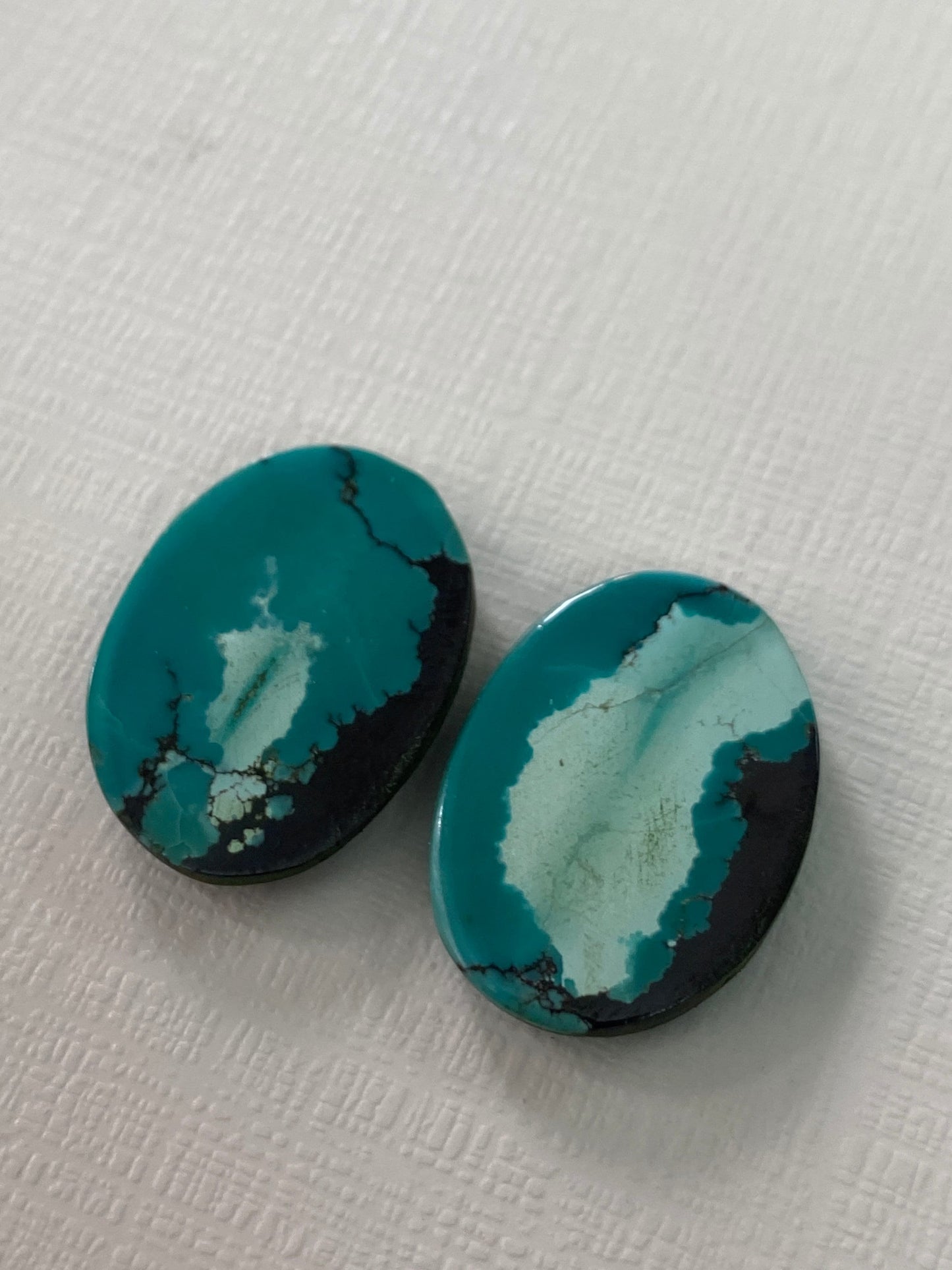 Rare Turquoise pair big natural hubei mines rare pattern  smooth turquoise pcs 2 wt  carats big size turquoise earrings supply